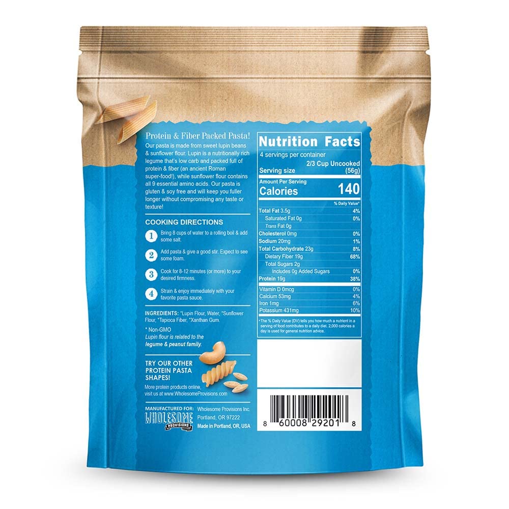 High Protein Pasta - 19g Protein, Lupin & Sunflower Flour, 4g Net Carbs, Gluten Free, Keto & Low Carb Friendly (Penne, 5 Pack) | Perfect for Keto Diet, Weight Loss & Healthy Meal Prep