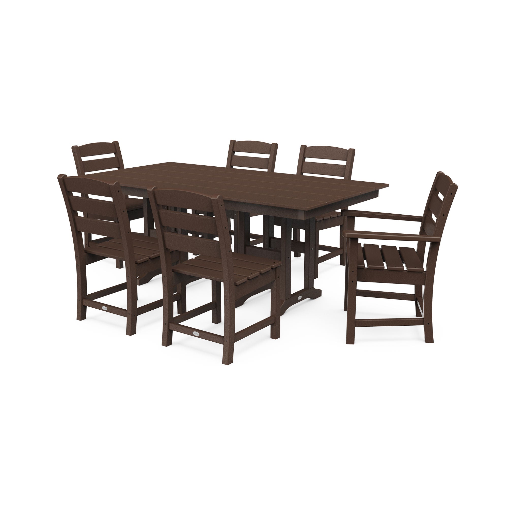 POLYWOOD Lakeside 7-Piece Farmhouse Dining Set - Outdoor Patio Furniture for Backyard, Garden & Poolside - All-Weather Resin Wicker Chairs & Table