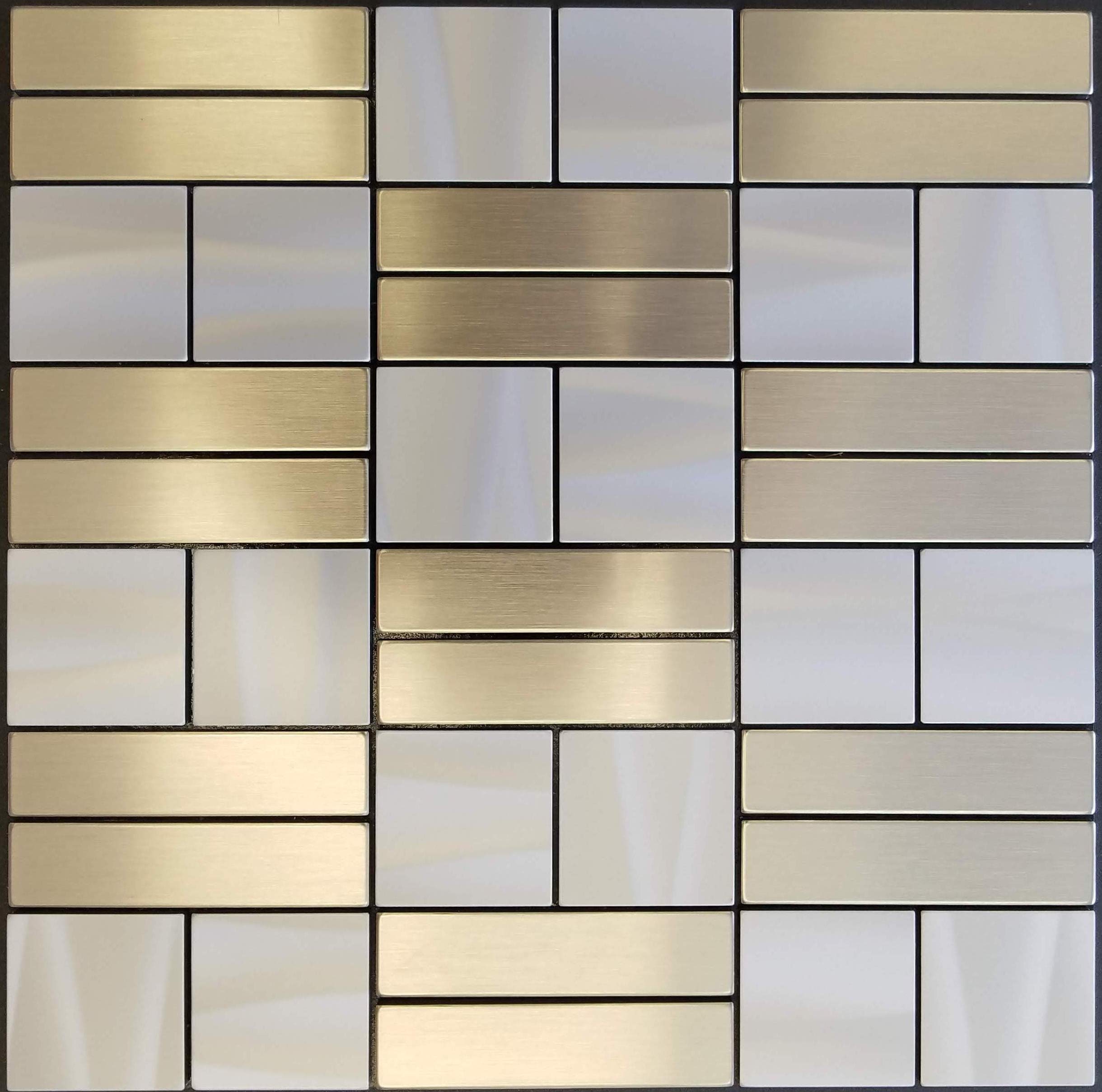 Modern Aluminum Mosaic Tile Peel & Stick - Silver Pearl II Backsplash for Kitchen & Bathroom - Self-Adhesive Wall Tile for Accent Walls, Fireplaces & DIY Home Decor