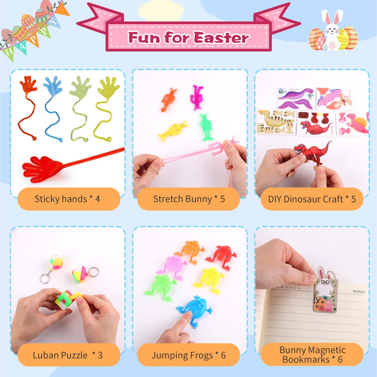 153-Piece Easter Basket Stuffers Set - Assorted Small Toys, Prizes & Plastic Easter Eggs for Kids | Bulk Easter Gifts for Egg Hunts, Party Favors & Holiday Celebrations | Perfect for Classroom Rewards, Birthday Goodie Bags & Spring Festivities