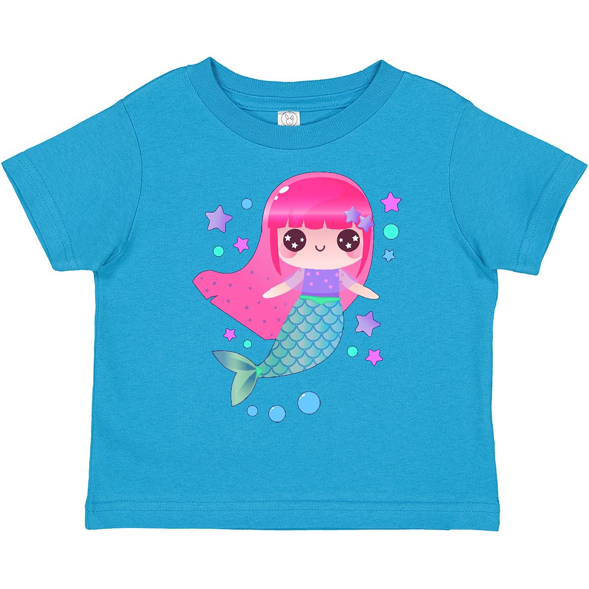 Cute Anime Mermaid Toddler T-Shirt - Pink Hair Bubble Design for Kids Play