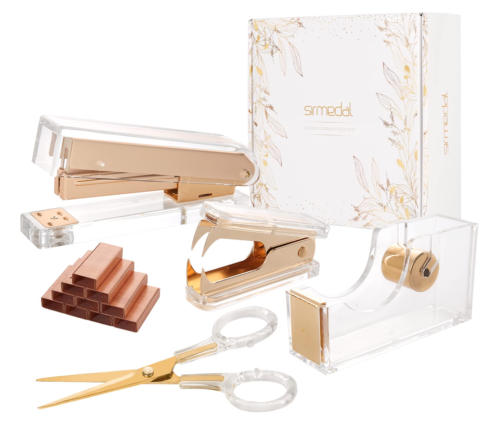 Premium Acrylic Gold Office Desk Set - 6.5