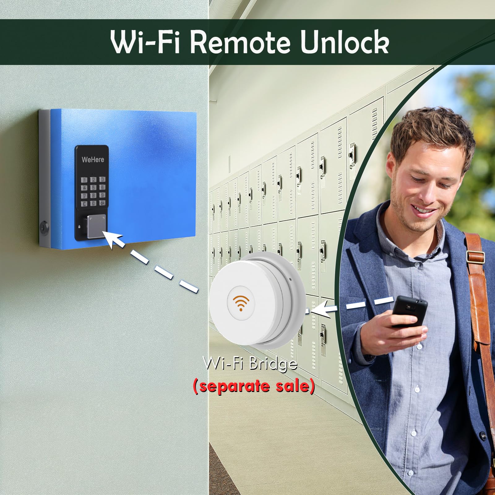 WeHere 16-Key Smart Lock Box - Bluetooth APP, One-Time Password, Wi-Fi Remote, Fixed Code & Key Unlock - Wall Mount Key Cabinet for Home, Office, Hotel & Apartment Key Management | Secure Key Storage for Vacation Rentals, Airbnb Hosts & Property Managers