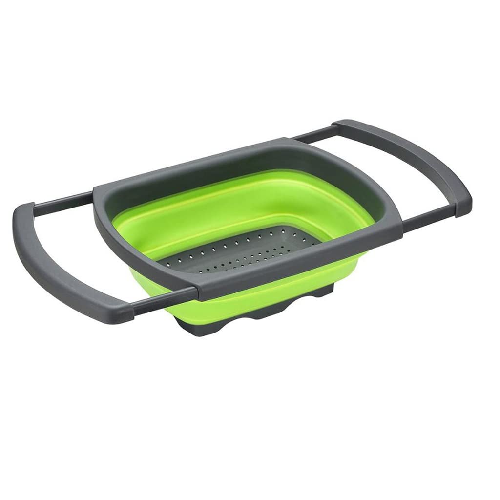 Foldable Expandable Kitchen Colander - Collapsible Sink Strainer for Washing Fruits & Vegetables - Portable Drain Basket (Color: Blue) - Perfect for Camping, RV Travel & Small Spaces