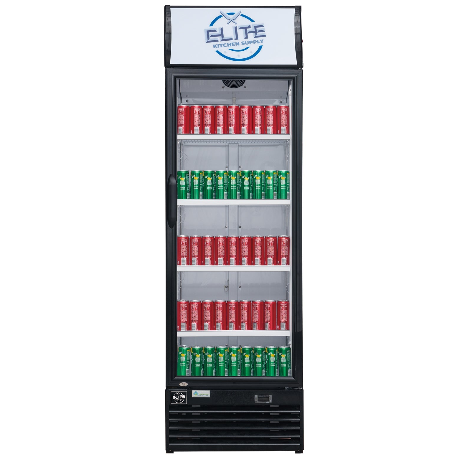 ESM 14R Commercial Refrigerator - 1 Door Merchandiser Display Cooler for Restaurants, Cafes, and Retail Stores - Energy Efficient Glass Door Fridge for Beverages, Snacks, and Perishable Foods