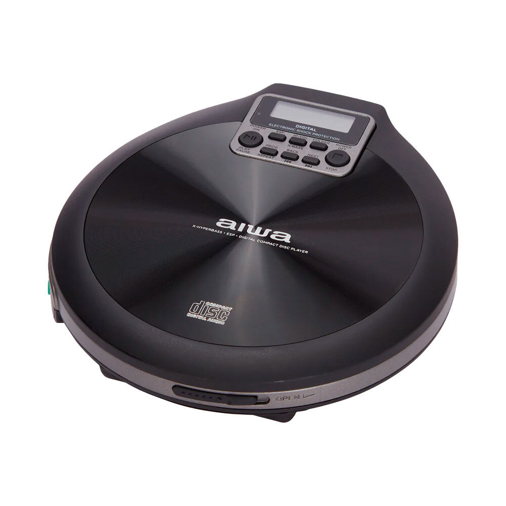 AIWA Portable Handheld CD Player with Rechargeable Battery - Walkman Style Personal CD Player with Headphones Jack & Anti-Skip - Perfect for Commuting, Travel & Home Listening (Black)