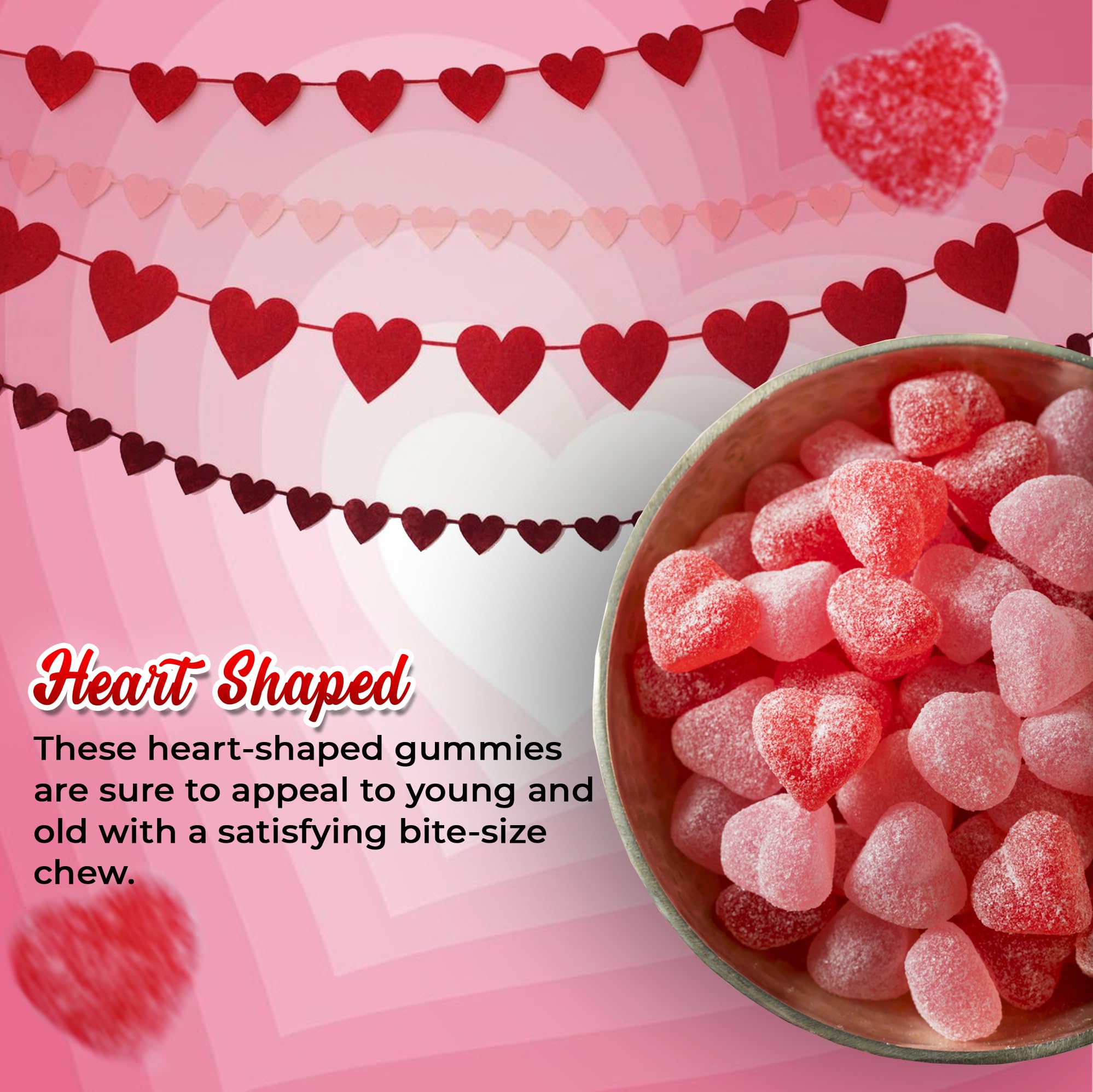 Peach Hearts Gummy Candy 3lb - Sweet Peach Gummies for Valentine's Day & Parties