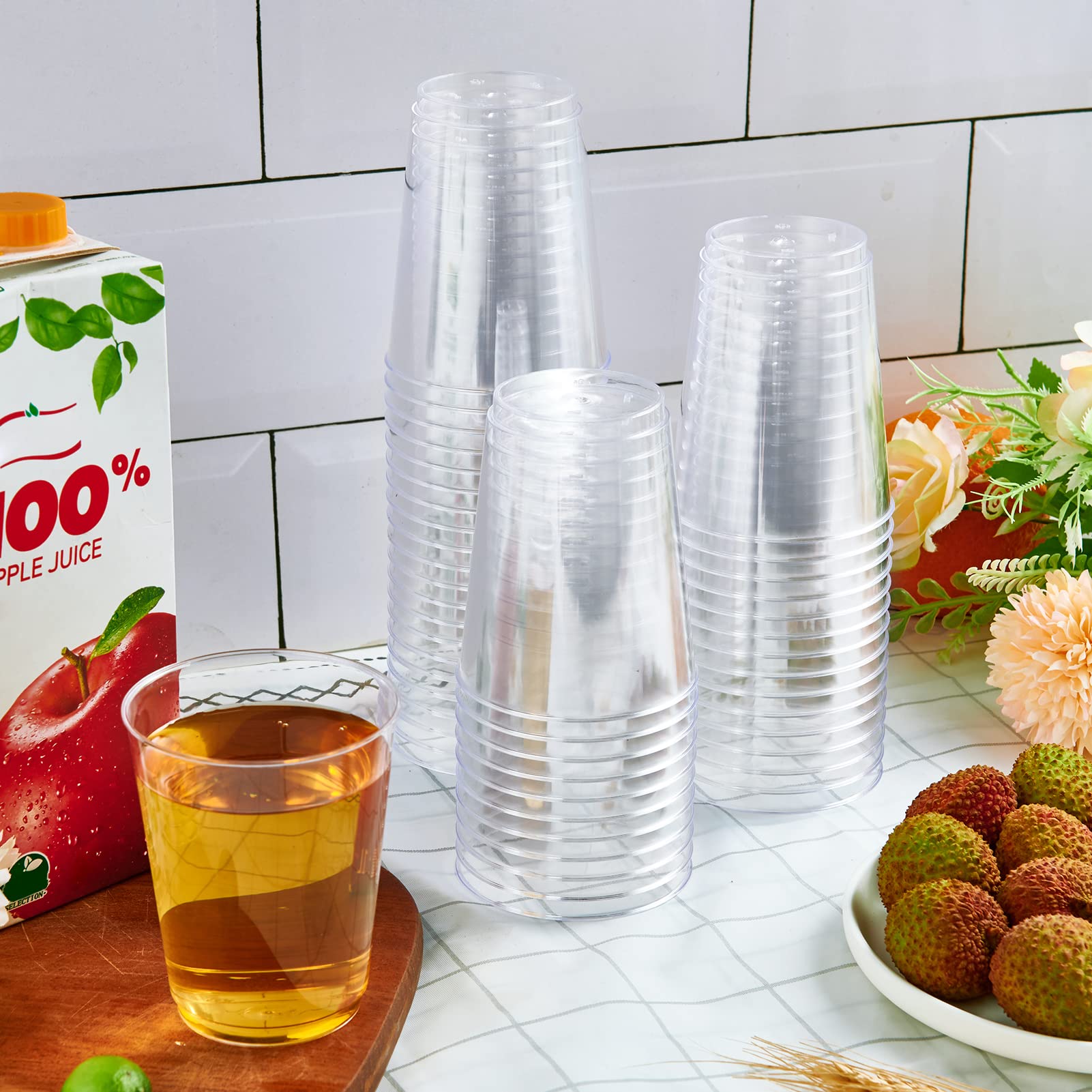 300 Pack 10oz Clear Plastic Cups - Heavy Duty Disposable Drinking Cups for Parties, Weddings, Christmas & Events - Ideal for Home, Office & Outdoor Gatherings