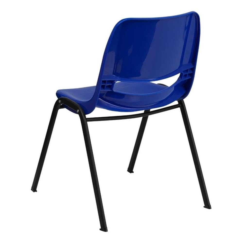 BOWERY HILL Ergonomic Stacking Chair - Metal/Plastic Shell Design in Navy & Black | Perfect for Office, Conference Rooms & Home Dining