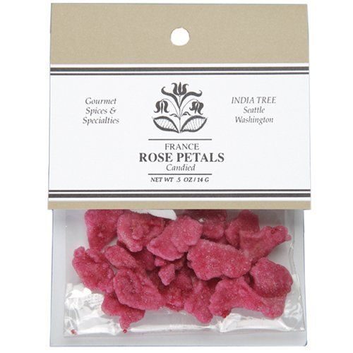India Tree Candied Rose Petals – 0.5oz – Edible Real Rose Petals for Baking, Desserts, Cocktails & Cake Decorations