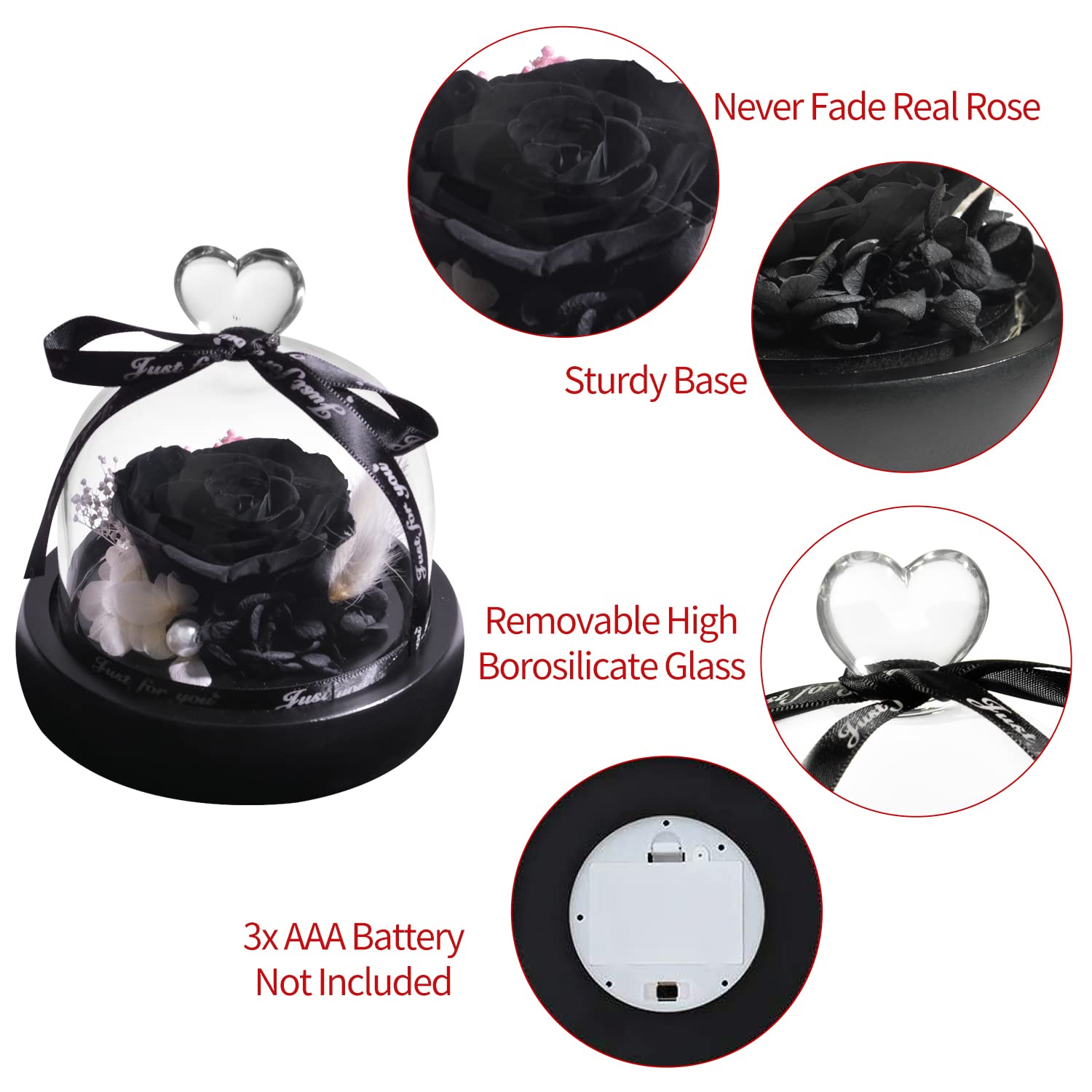 Eternal Preserved Rose in Glass Dome - Romantic Birthday Gift for Women, Girlfriend, Wife | Valentine's Day, Mother's Day, Christmas & Anniversary Present | Beautiful Home Decor & Keepsake for Special Occasions