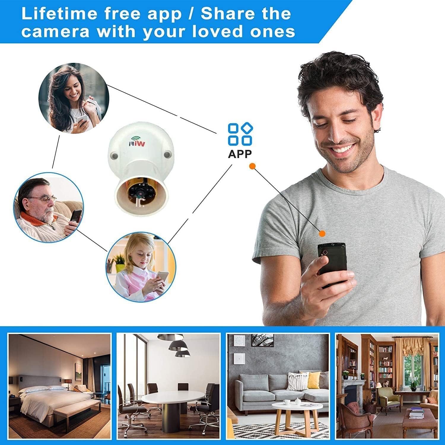 CAMLEIGH Small Security Camera with Night Vision, 1080p HD WiFi Indoor Camera for Home Surveillance, Baby Monitor & Pet Camera - White | Live View Anywhere, Motion Detection, 2-Way Audio