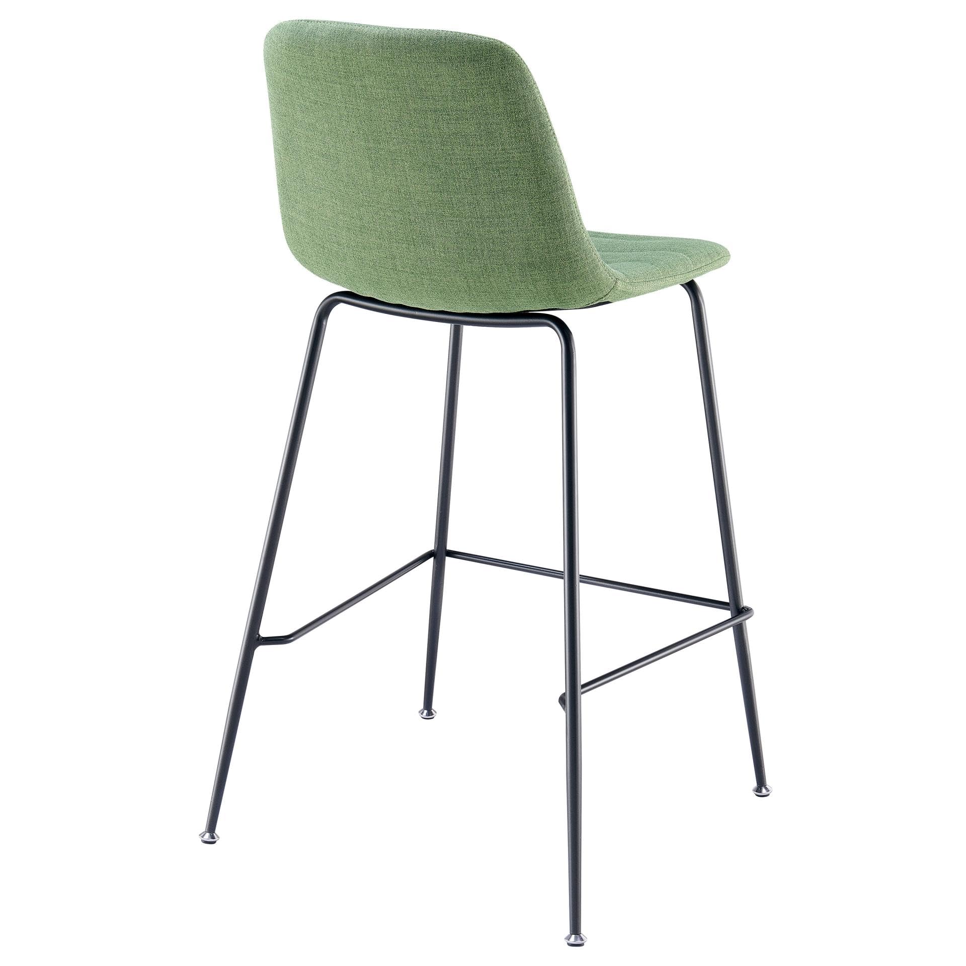 Caleb Fabric Counter Stool - Modern Kitchen Bar Stools with Penta Green Upholstery, Comfortable Swivel Seat for Home, Restaurant & Cafe Use