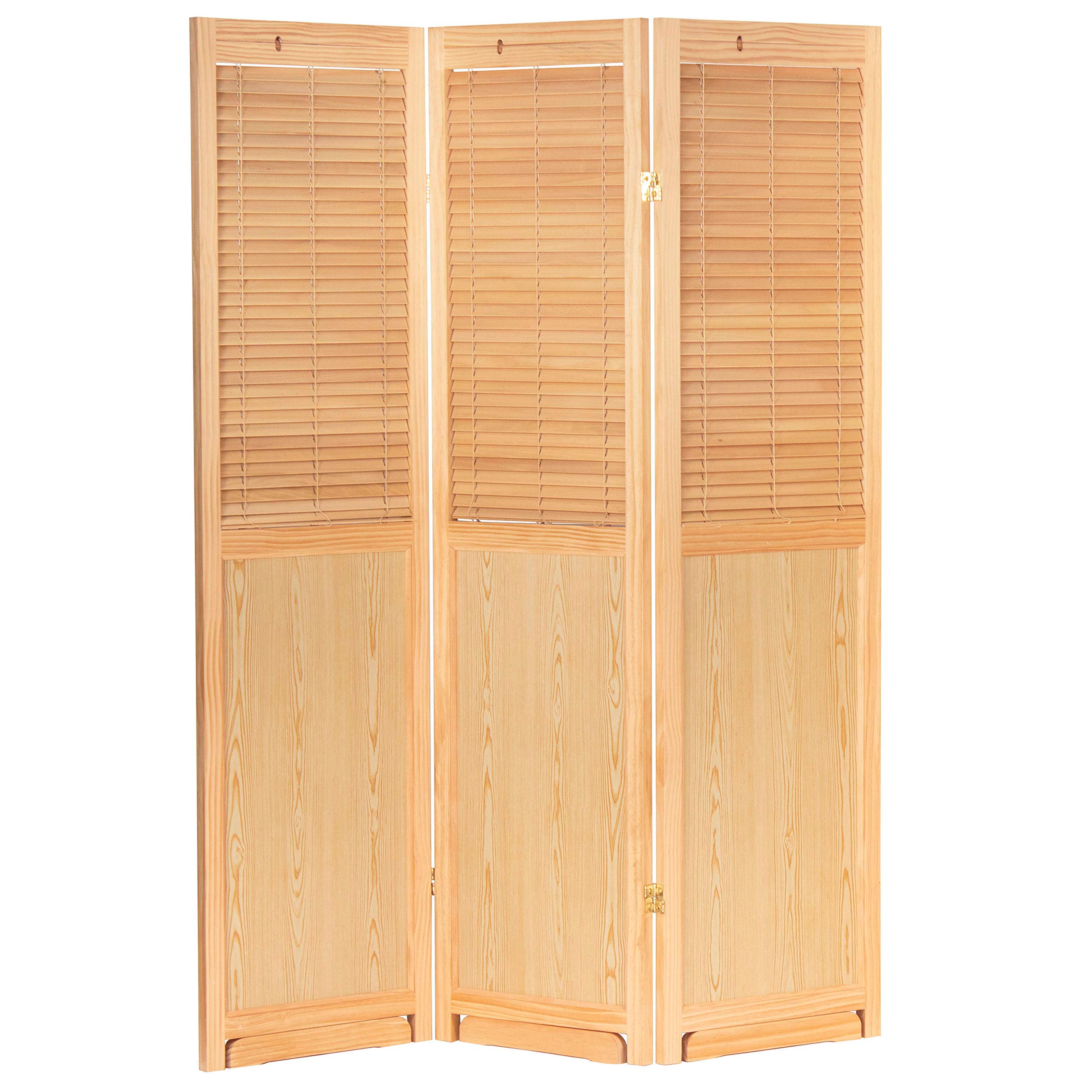 6 ft. Tall Adjustable Red Lantern Room Divider - Natural Wood 3 Panel Folding Screen for Home Decor, Office Partition & Asian-Themed Events