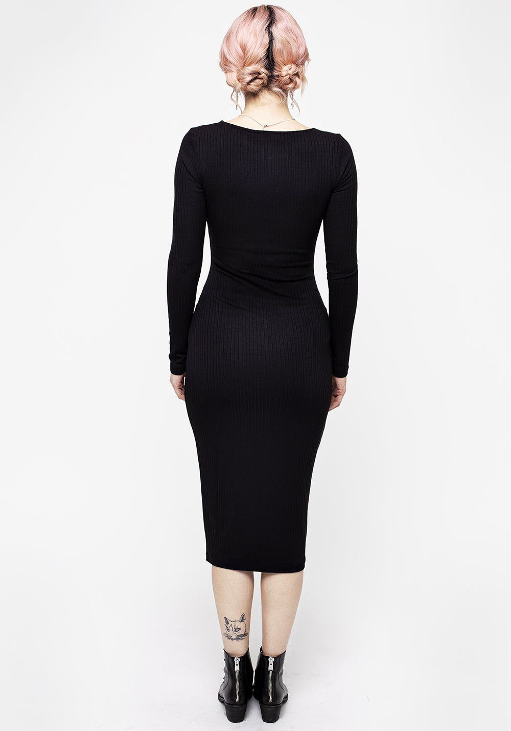 Roxanne Cut Out Ribbed Bodycon Midi Dress for Women - Sexy Slim Fit Party Club Dress for Night Out, Date Night & Special Occasions