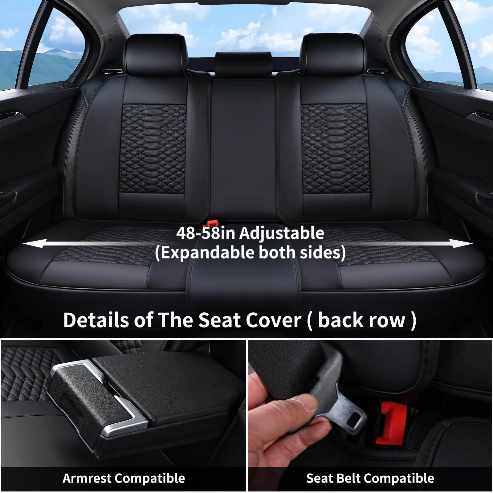 Premium Leather Car Seat Covers Full Set - Universal Fit for Most Vehicles (Front & Back Seats) | Waterproof Auto Seat Protectors | Black Luxury Car Interior Accessories | Ideal for Daily Commute, Road Trips & Family Protection
