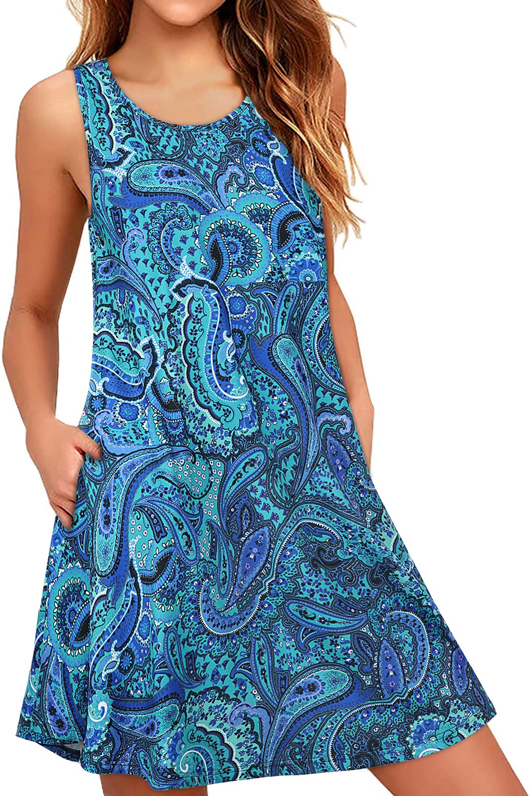 ENMAIN Women's Plus Size Sleeveless Paisley Print Maxi Dress - Flowy Tank Sundress with Pockets | Lightweight Casual Summer Dress for Beach, Pool Party, Travel & Outdoor Concerts | Perfect for Date Night, Weekend Brunch, Tropical Vacations & City Walks | Versatile Floral Dress for Shopping, Picnics, Sunset Dinners & Beach Walks | Great for Summer Festivals, Resort Wear & Casual Outings | Ideal for Warm Weather, Vacation Essentials & Stylish Everyday Wear