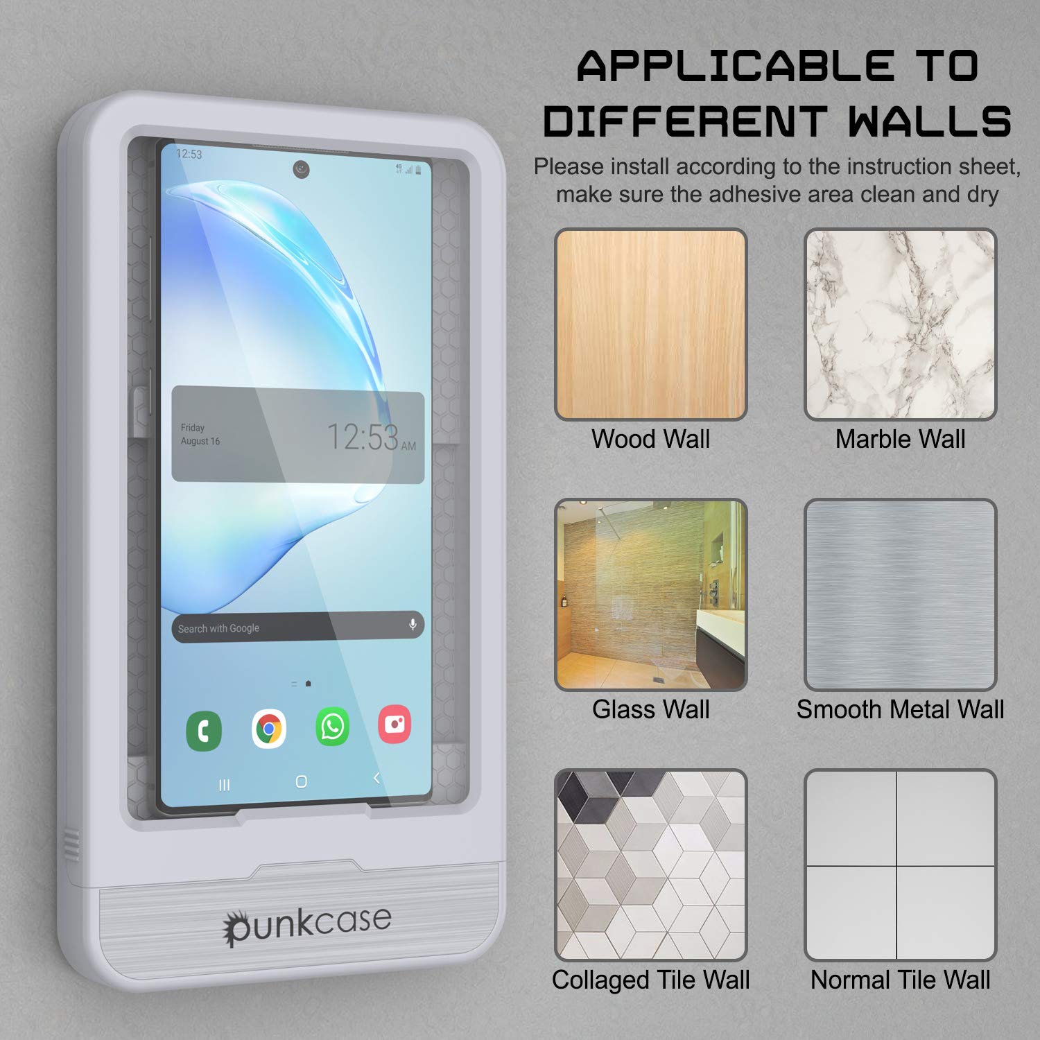 **PunkCase Universal Waterproof Shower Phone Holder - Full Touch Screen Control for All Phones Up to 6.7