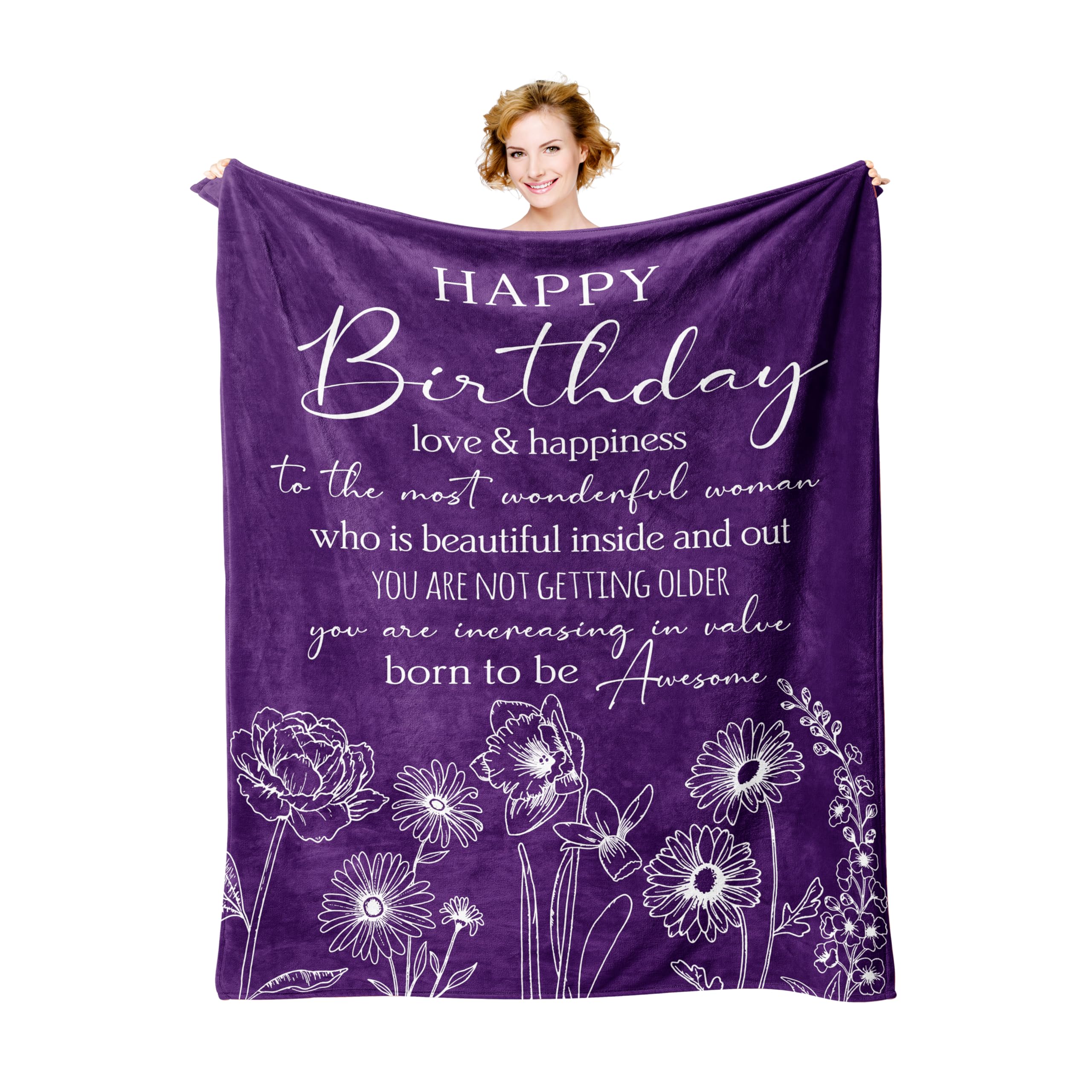 Xutapy Birthday Gifts for Women - 60''x50'' Soft Fleece Blanket, Happy Birthday Decorations & Unique Birthday Present for Her, Friend, Mom, Sister, Grandma, Wife - Perfect for Birthday Parties, Home Decor & Cozy Gift Giving