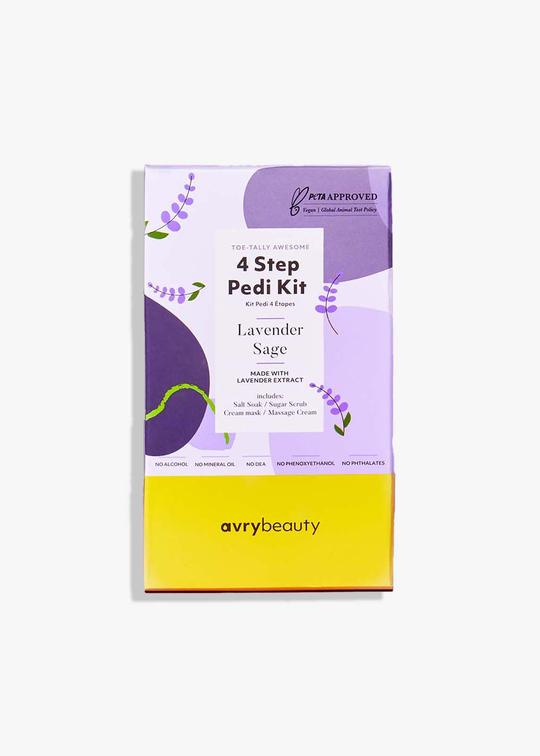 AVRY BEAUTY 4-Step Pedicure Kit with Lavender & Sage - Professional Foot Care Set for Soft Smooth Feet at Home Spa or Salon