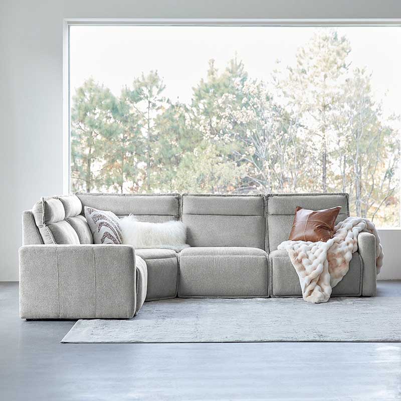 Essentia Power Reclining Corner Sofa - Easy Care Fabric Sectional Couch with USB Charging for Living Room, Home Theater & Family Room Comfort