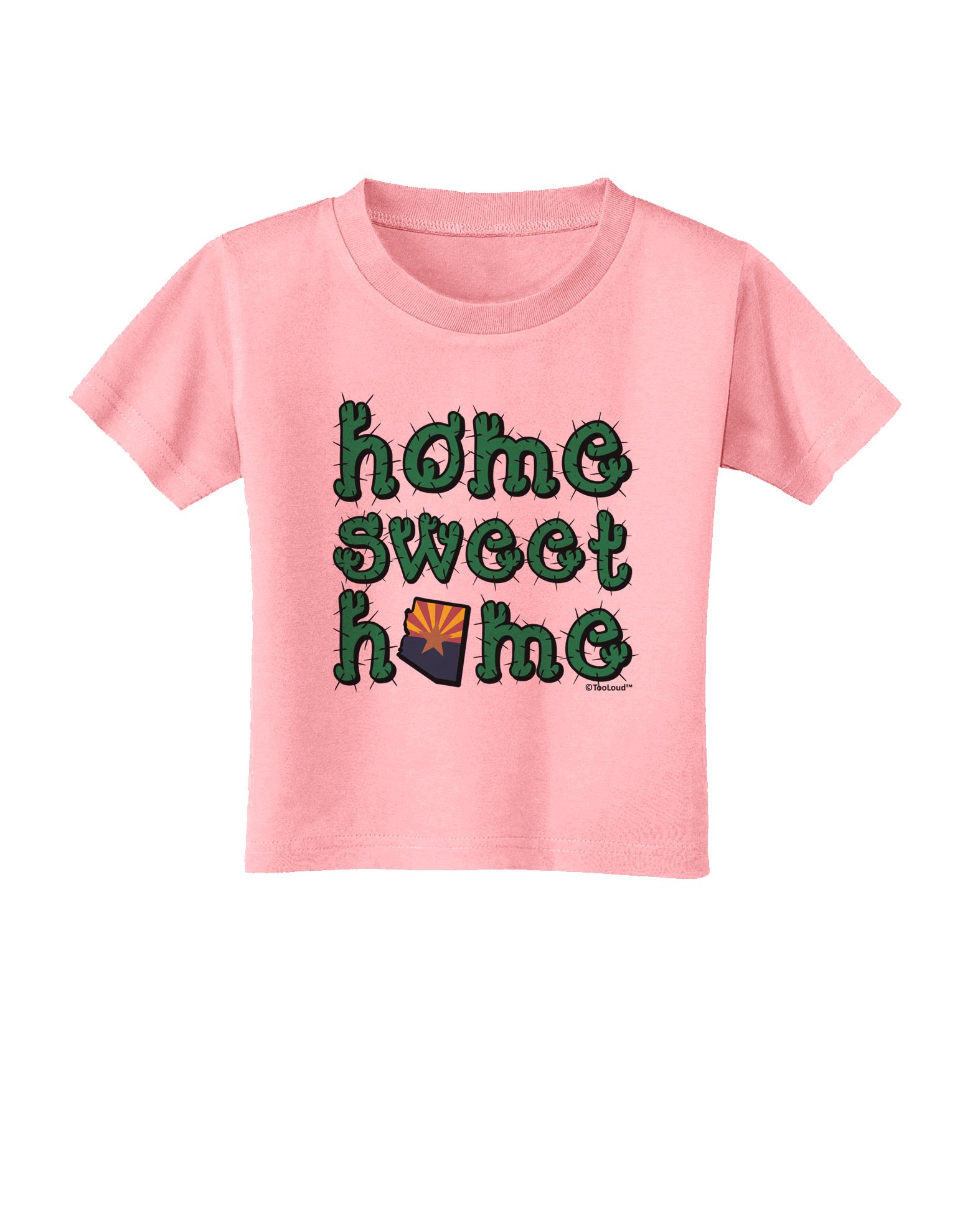 TOOLOUD Arizona Cactus & State Flag Toddler T-Shirt - Home Sweet Home Design - Soft Cotton Baby Tee for Boys & Girls - Perfect for Playdates, Family Outings & State Pride