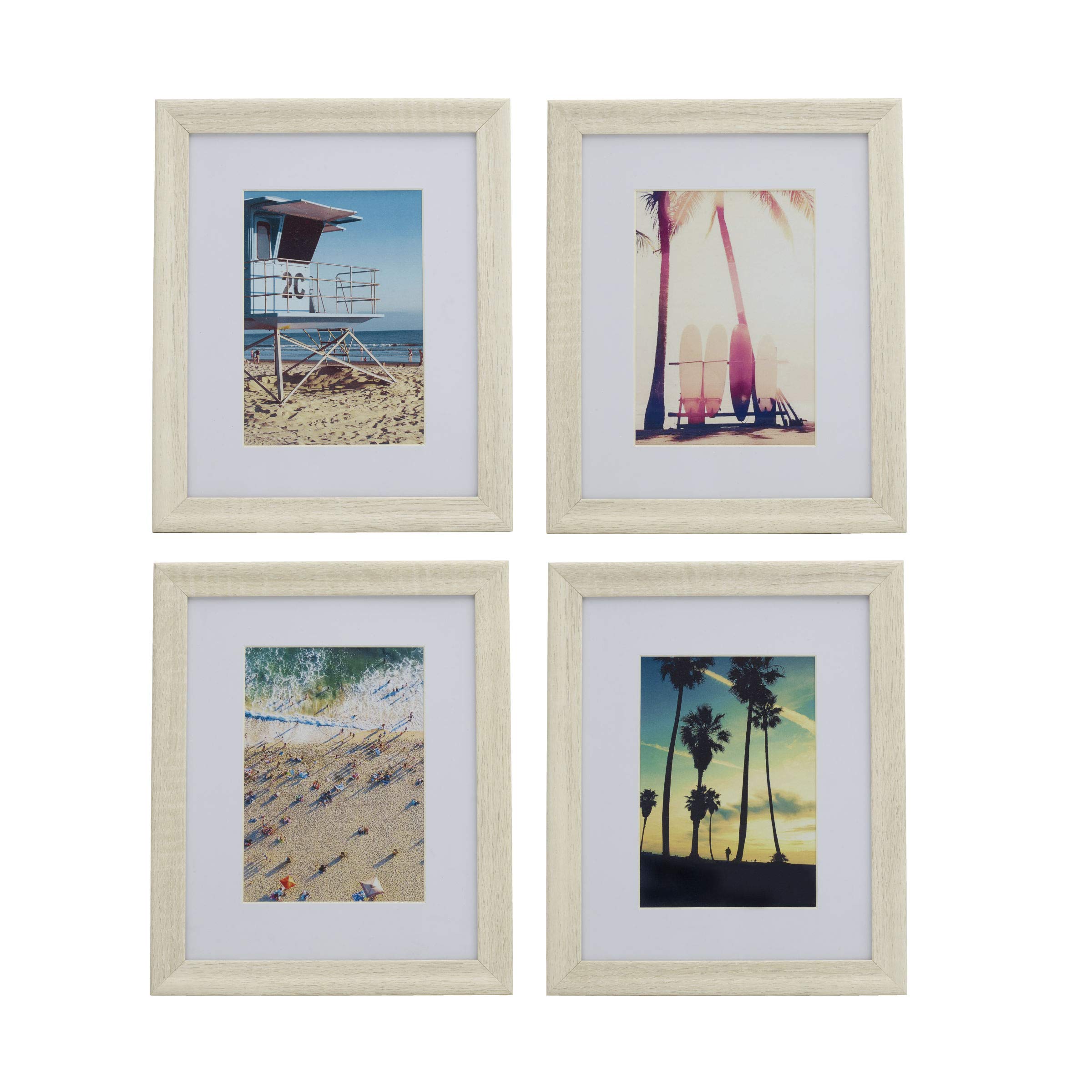 Melannco Set of 4 White Wood Picture Frames 9.84 x 11.42 Inch - Display 8x10 Photos Without Mat or 5x7 Photos With Mat - Perfect for Wall Decor, Home Office, Living Room & Bedroom Photo Displays