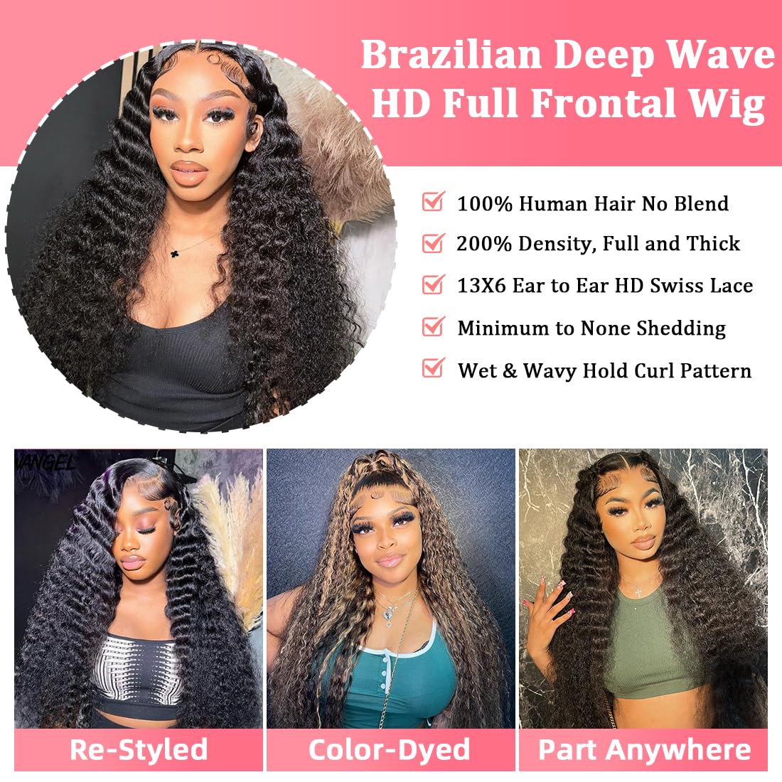 28 Inch 13x6 HD Lace Front Wigs Human Hair - 200% Density Deep Wave Curly Wigs with Pre-Plucked Hairline, Glueless Natural Look for Women | Perfect for Daily Wear, Parties, Cosplay & Special Occasions