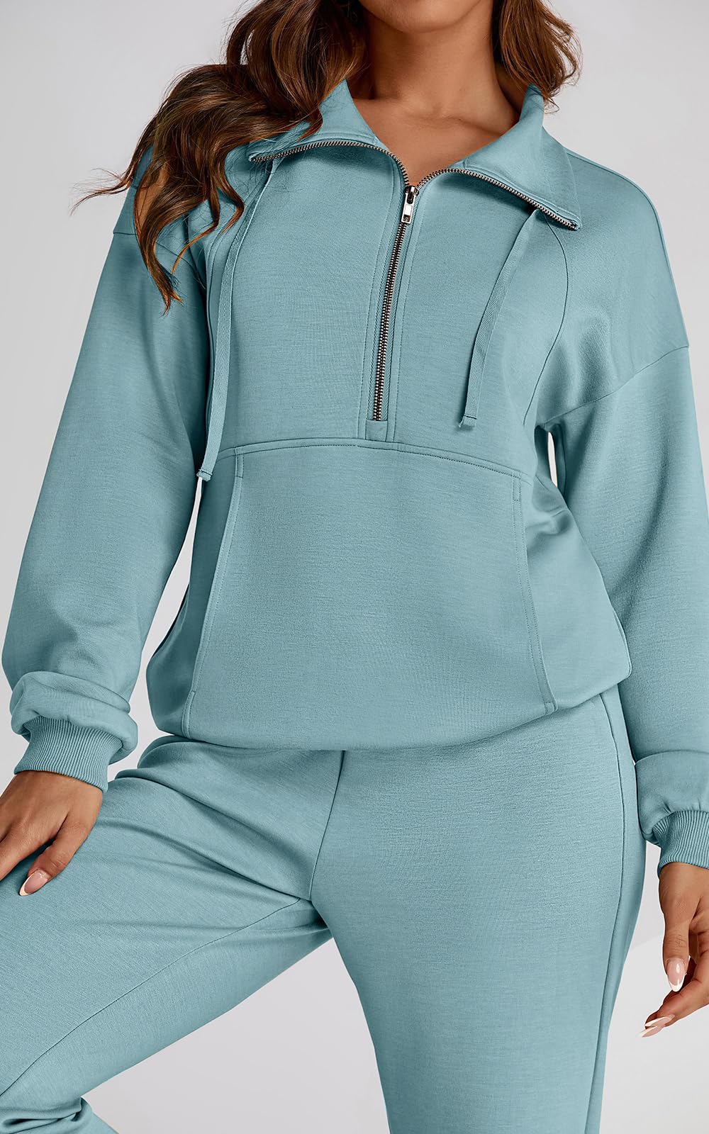 PRETTYGARDEN Women's 2-Piece Long Sleeve Half Zip Sweatsuit Set - Casual Spring Lounge Outfit with Sweatshirt & Sweatpants | Perfect for Yoga, Running Errands & Cozy Home Wear