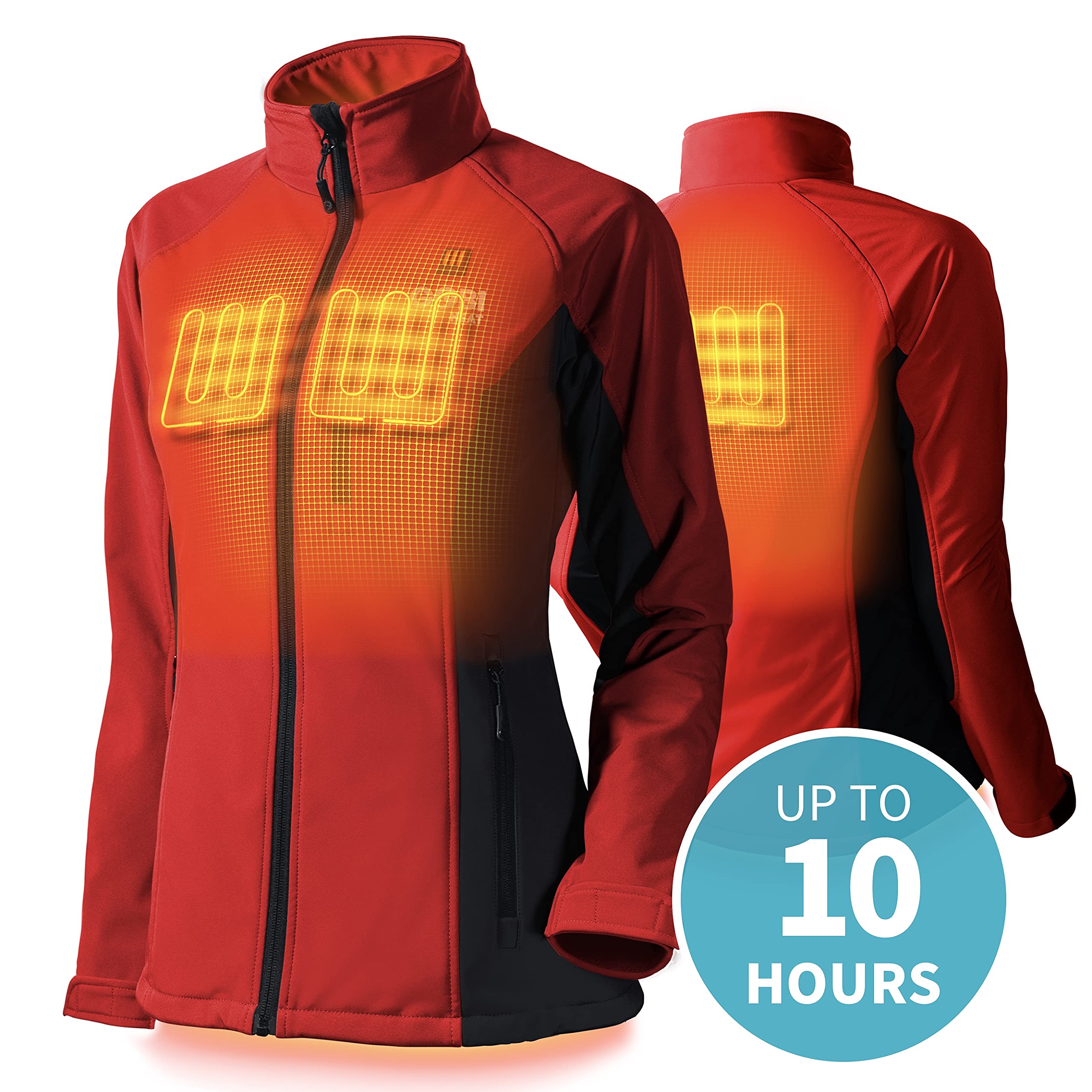 Sahara Women's Heated Jacket with 10-Hour Battery & USB Charger - Machine Washable Winter Coat for Outdoor Activities, Hiking, and Cold Weather Commuting