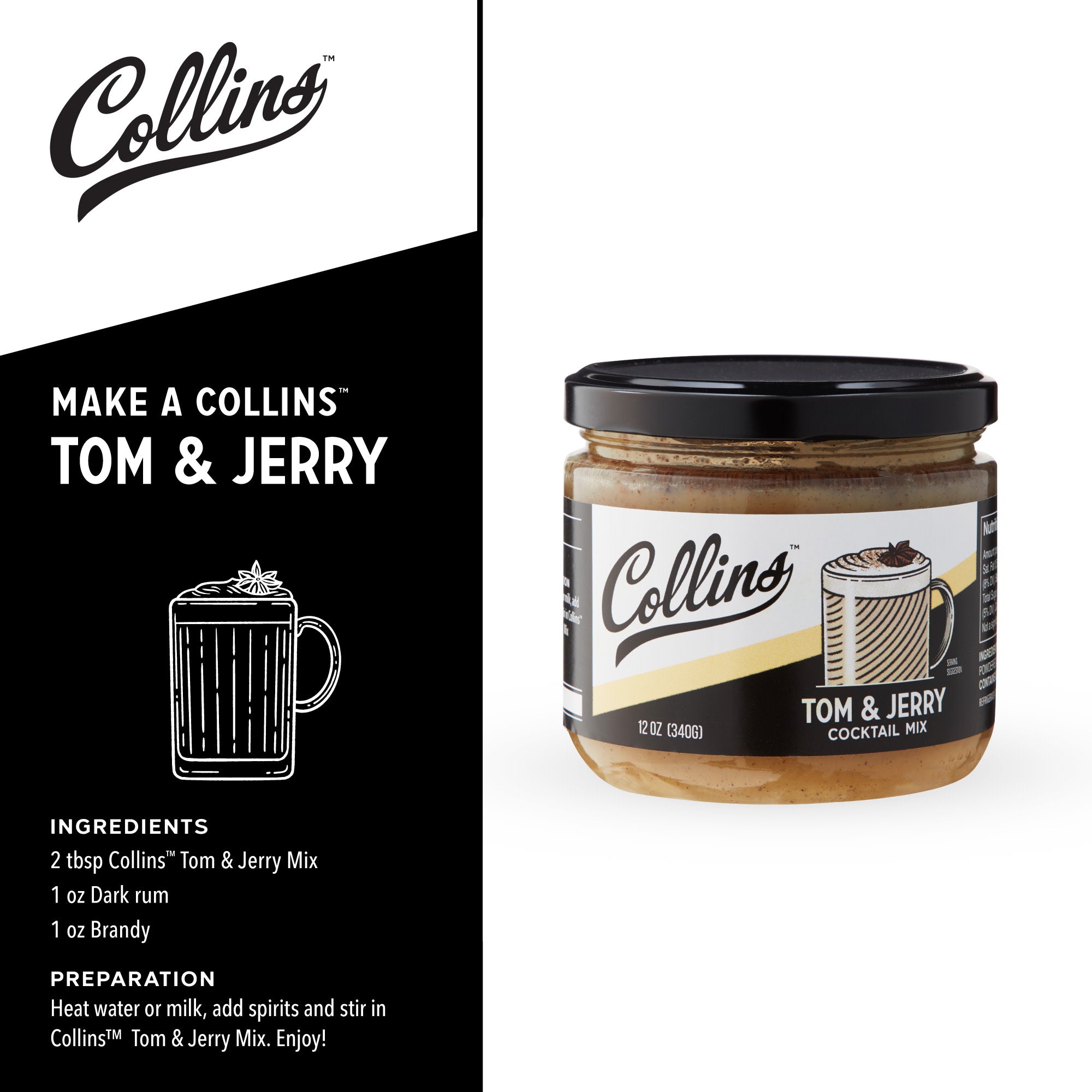 Tom & Jerry Cocktail Mix - Premium 12 oz Drink Mix for Holiday Parties, Christmas Gatherings & Winter Celebrations - Perfect for Hot Cocktails, Festive Drinks & Seasonal Entertaining