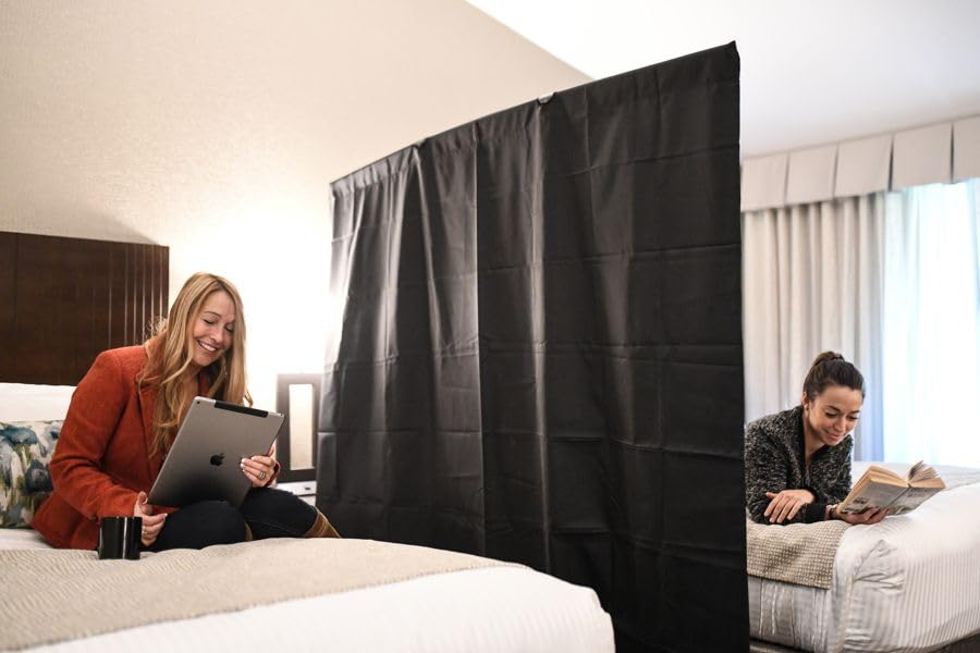 Portable Room Divider Screen - Foldable Privacy Partition for Classrooms, Offices, Clinics & Travel - Easy Setup No Tools Needed - Black - Perfect for Health Screenings, Biometric Tests & Social Distancing
