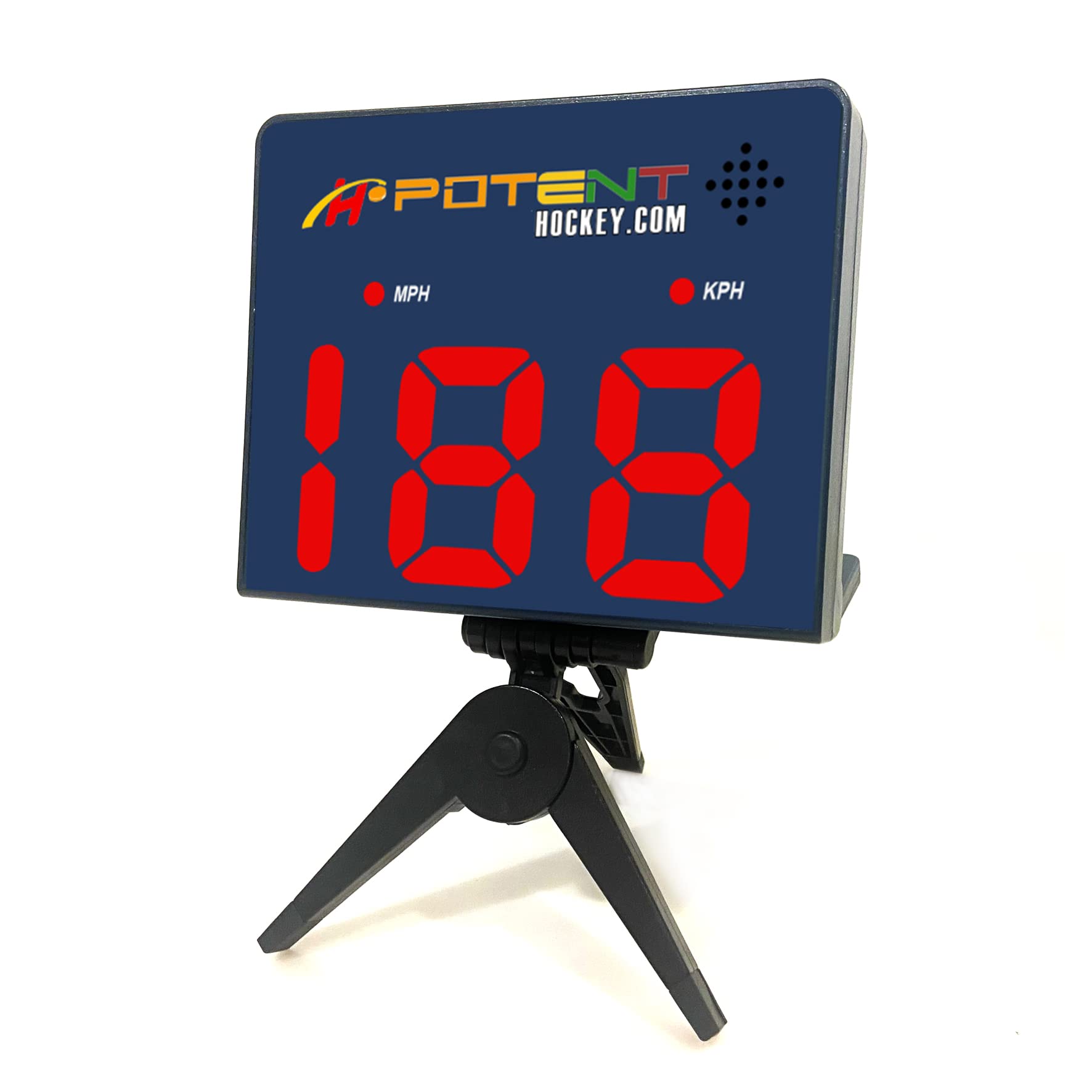 Potent Hockey Speed Radar Gun 2.0 with App Support for iOS - Measure Shot Speed for Hockey, Baseball, Tennis & Golf - Perfect for Training, Coaching & Game Performance Analysis