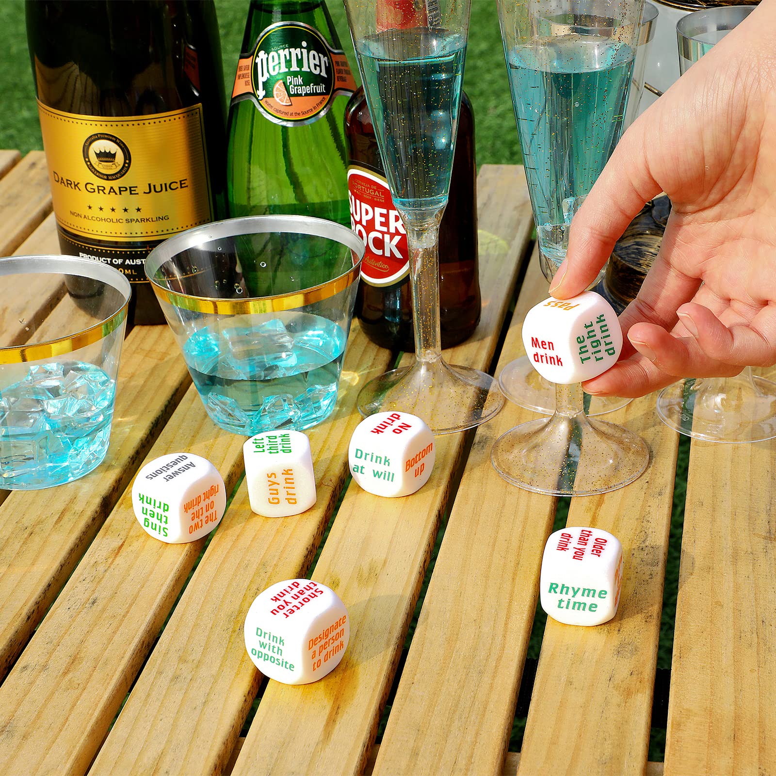 Hanaive 6 Pcs Drinking Dice Game Set - Fun Party Bar Games for Adults, Bachelorette, White Elephant Gifts - Perfect for Weddings, Graduations & Birthday Parties (Basic White Dice) - Great for Game Nights, Bachelor Parties & Social Gatherings