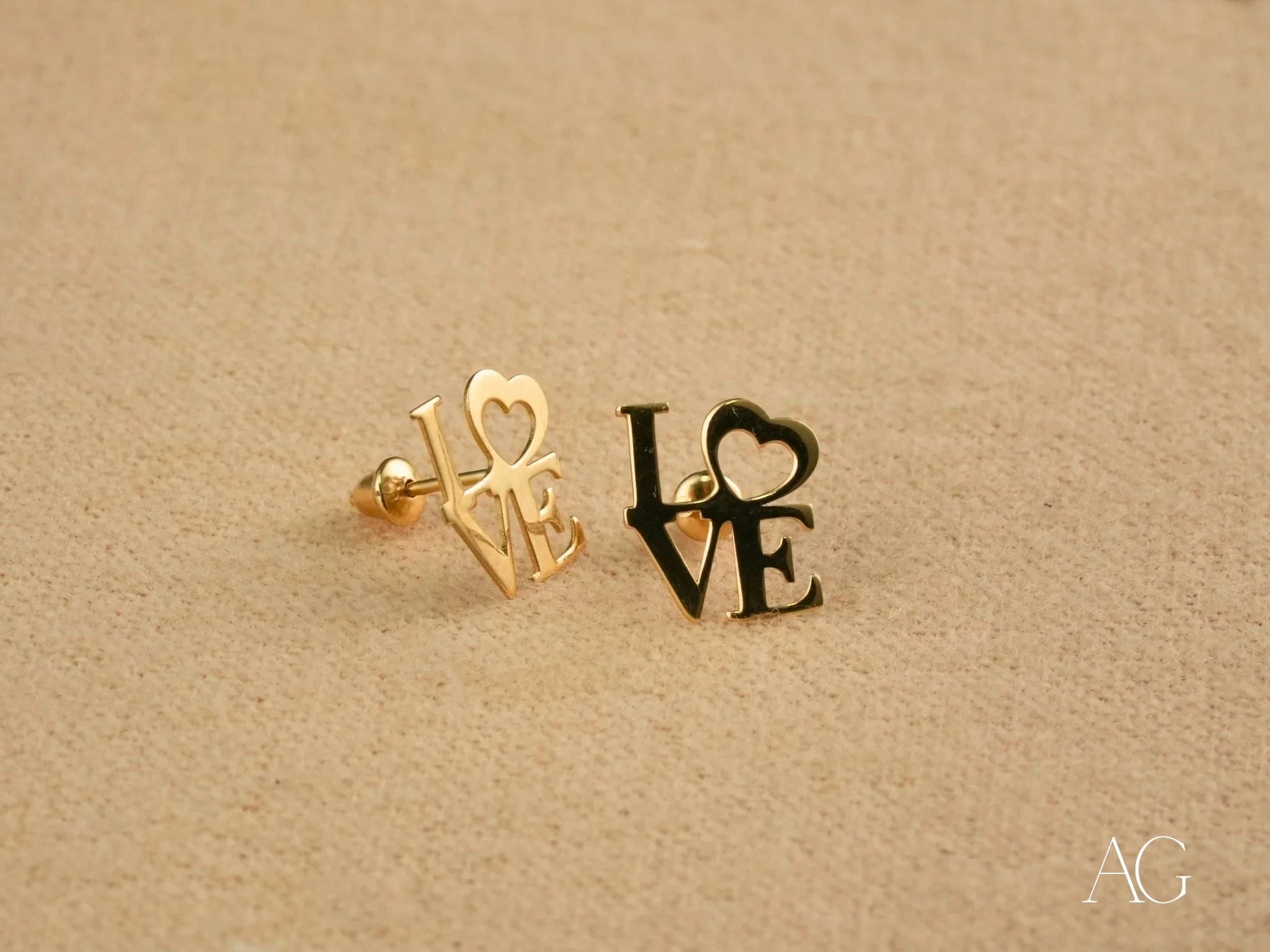 18K Gold LOVE Earrings for Women - Elegant & Luxurious Valentine's Day Gift - Perfect for Weddings, Anniversaries & Romantic Occasions