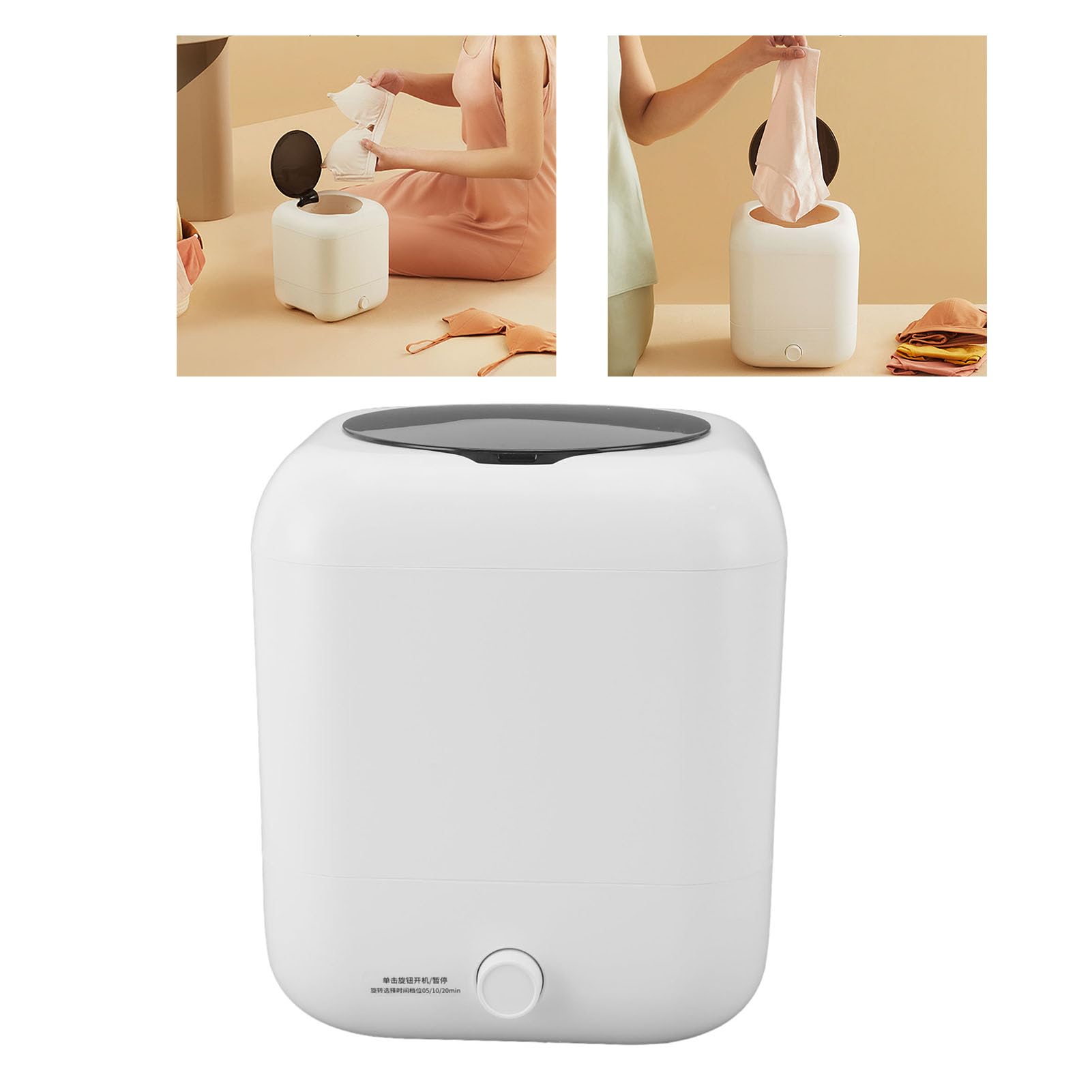 Portable Mini Washing Machine - USB Rechargeable Compact Washer with 5/10/20min Timer, 5V Top Load PP Design for Home, Dorm, RV & Travel (White) - Perfect for Small Laundry, Baby Clothes & Undergarments