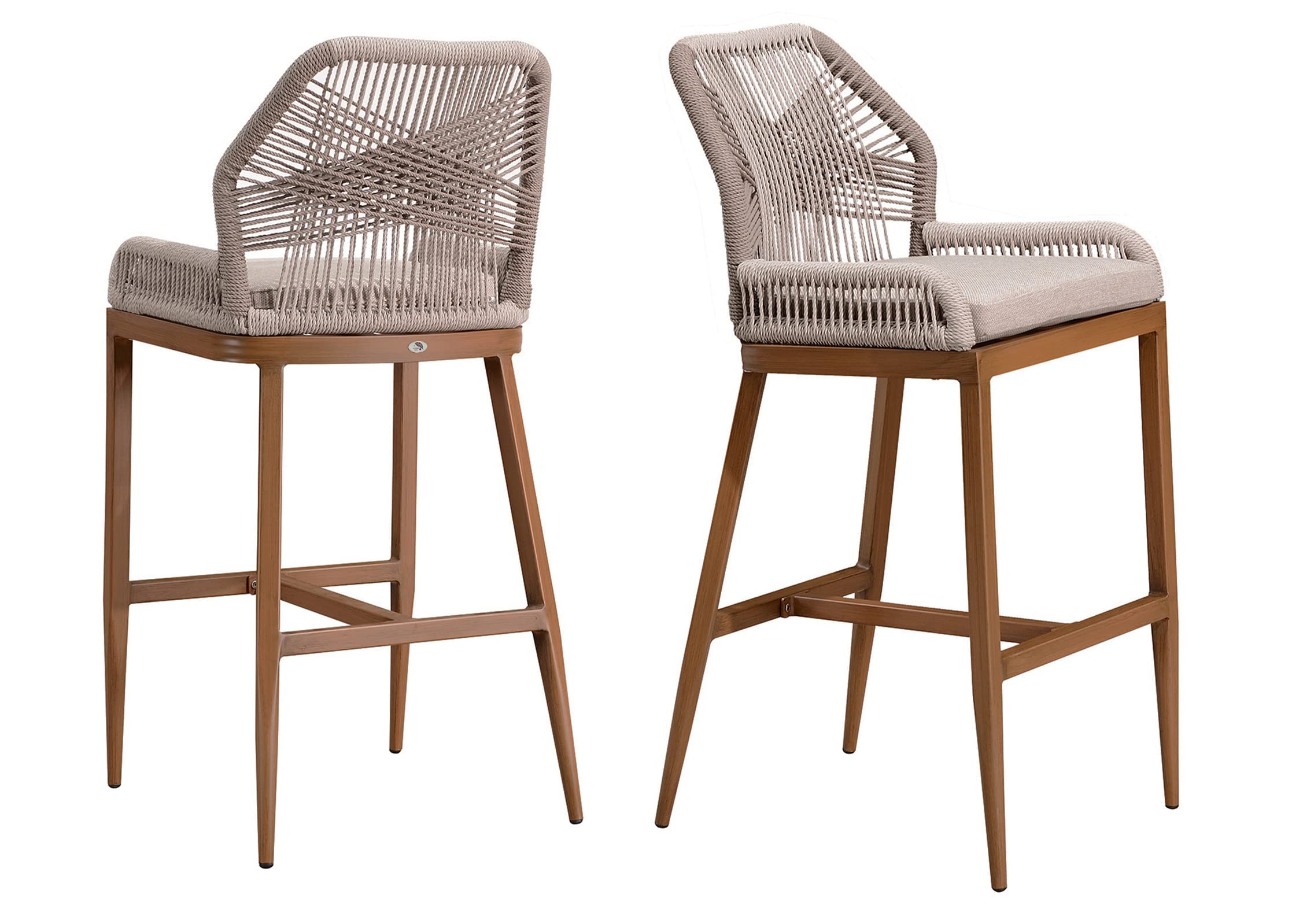 PURPLE LEAF Outdoor Counter Height Bar Stools Set of 2 - Modern Patio Metal Chairs with Backrest & Armrest, Includes Cushions - Perfect for Backyard, Deck, Garden & Outdoor Dining
