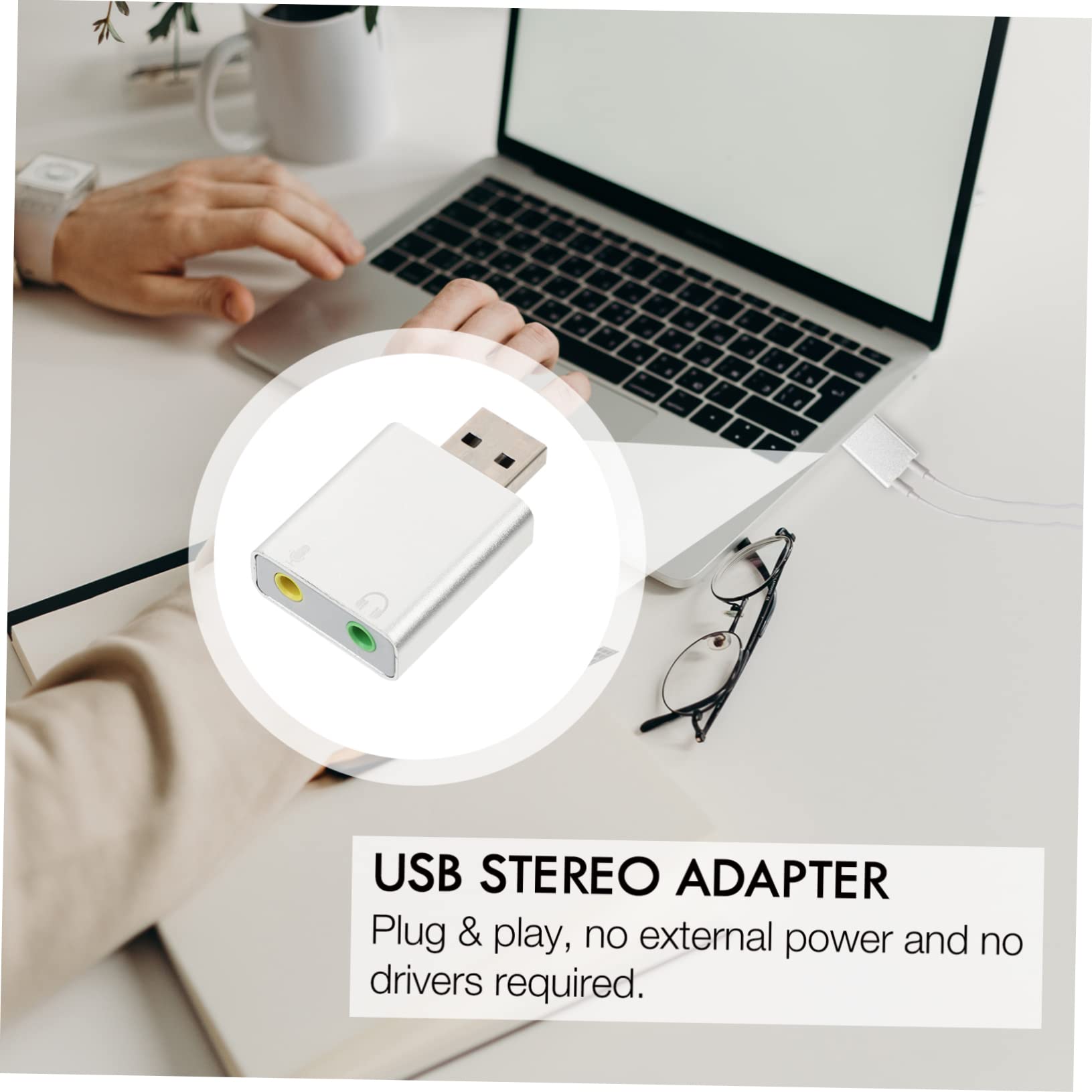 FELTECHELECTR USB External Sound Card Adapter - Aluminum Alloy USB Audio Adapter with Microphone for Laptop & PC - Windows Compatible Headphone & Mic Splitter for Gaming, Streaming & Video Calls