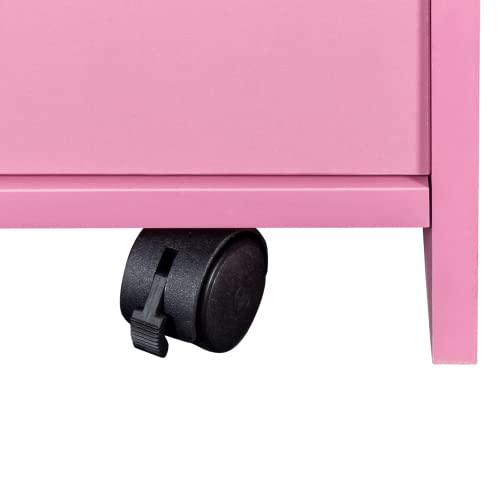 Lockable Pink Beauty Salon Storage Cabinet with Hair Dryer Holders, 2 Drawers & 1 Cabinet - Styling Station for Salon, Spa & Barber Shop | Perfect for Organizing Tools, Styling Products & Equipment