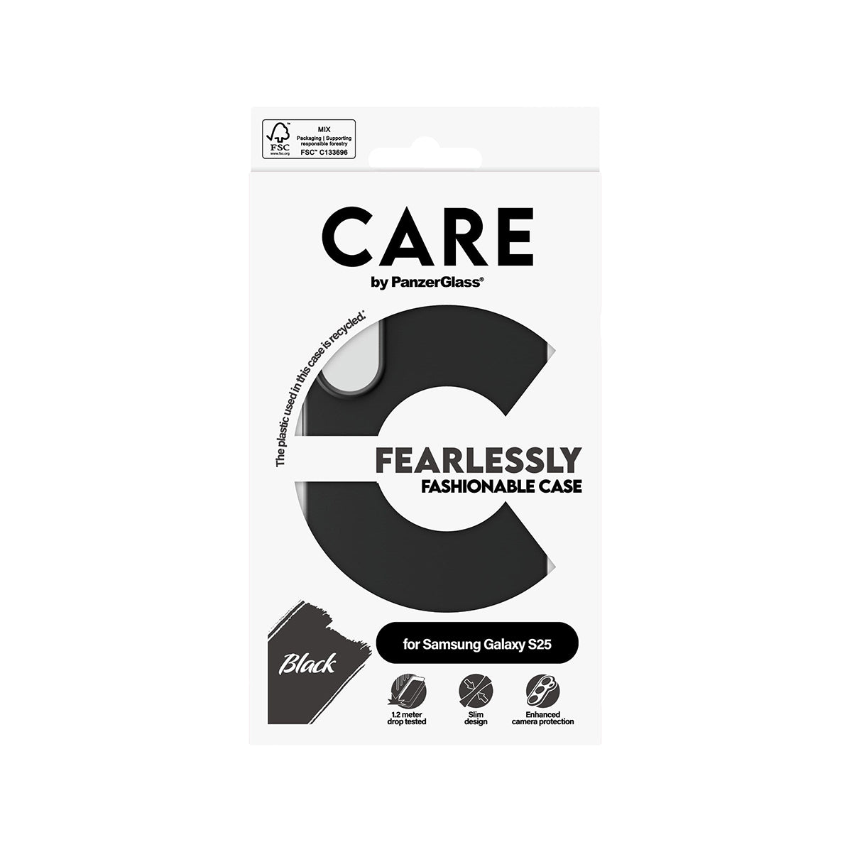 PanzerGlass® CARE Fashionable Black Protective Case for Samsung Galaxy S25 - Slim Fit, Scratch-Resistant Cover for Everyday Use & Travel Protection