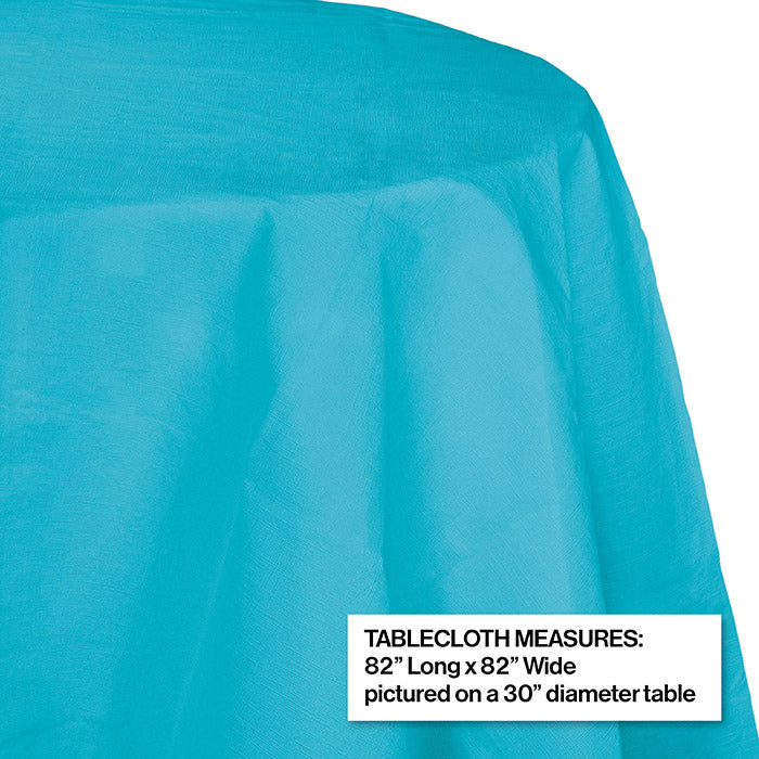 12-Pack Bulk Bermuda Blue Round Paper Table Covers - 82 Inch Disposable Party Tablecloths for Birthday, Wedding & Holiday Decorations