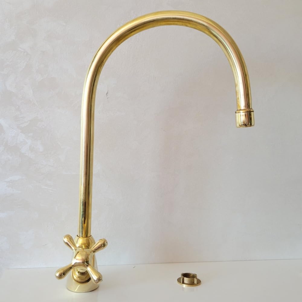 Unlacquered Brass Single Handle Cold Water Faucet - Brass Drinking Water Dispenser for Kitchen & Bar Use