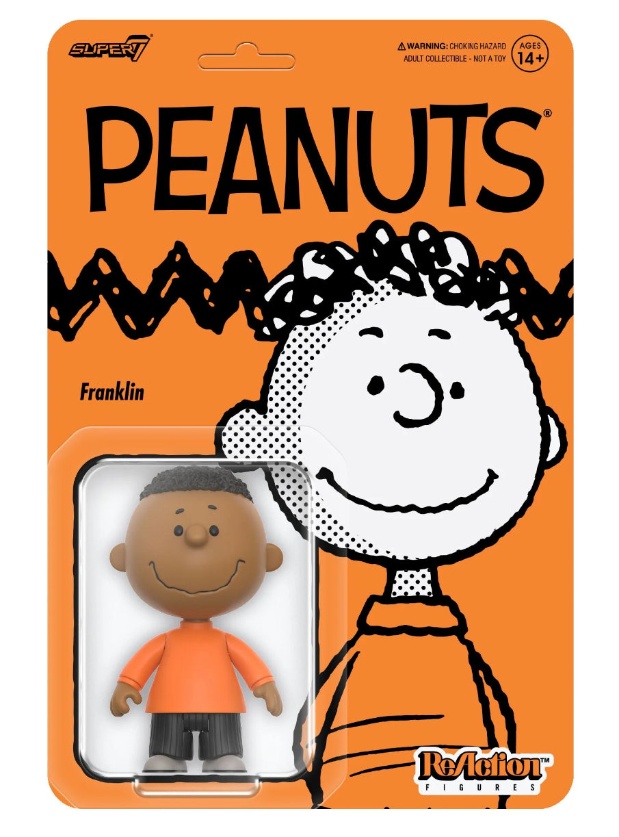 Peanuts Franklin Super7 ReAction Figure - Vintage Collectible Toy for Fans & Display - Perfect for Home Decor, Office Display, and Gift Giving