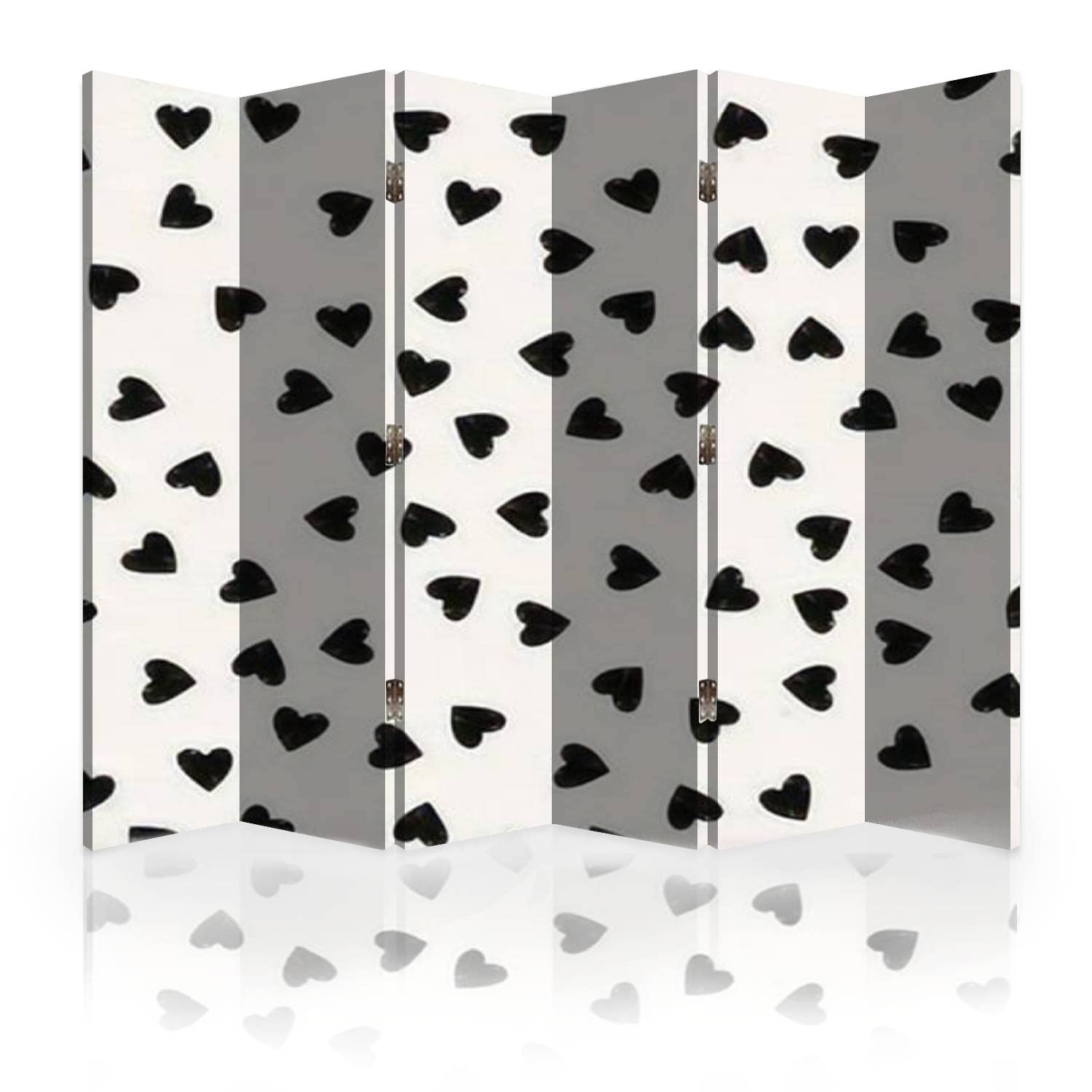 Hand-Painted Heart Canvas Room Divider - 6-Panel Folding Privacy Screen for Bedroom, Office & Studio | Portable Space Separator for Home Decor & Room Partition
