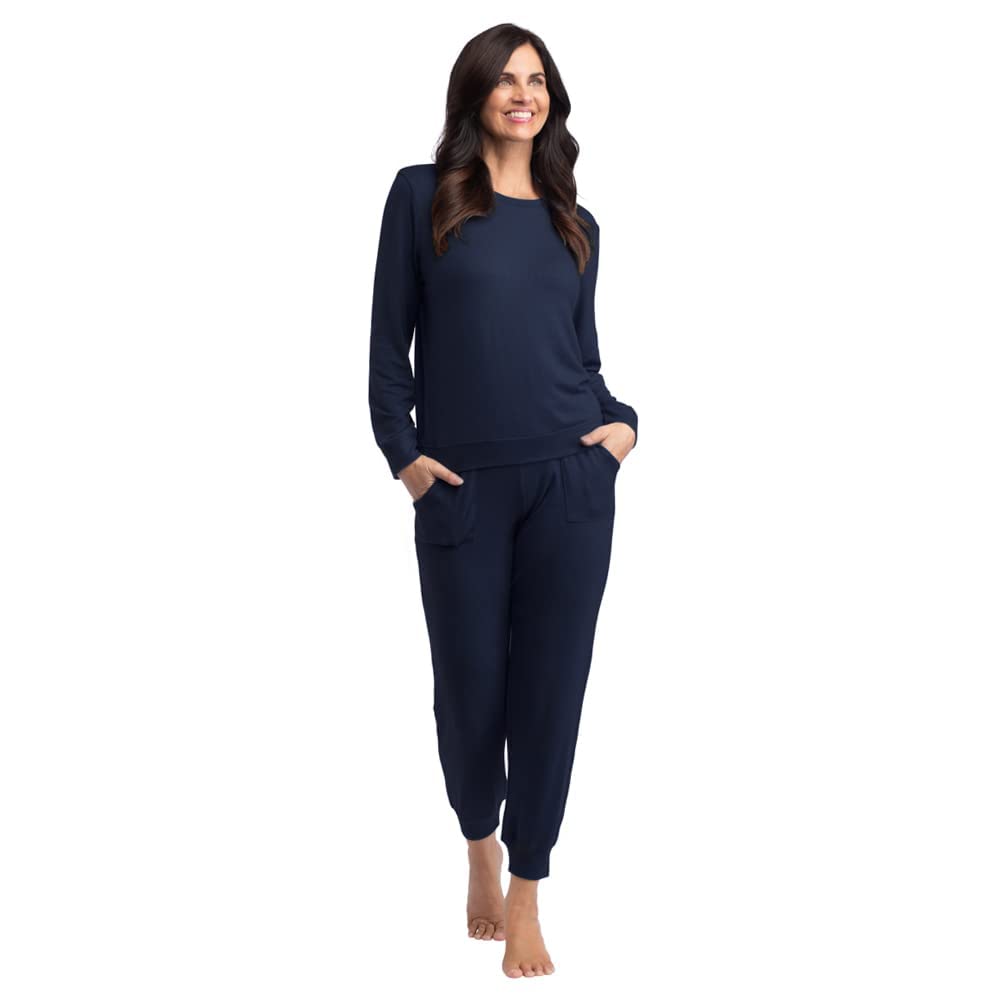 Ultra Soft Women's 2-Piece Loungewear Set - Jersey Crew Neck Lounge Pajamas for Summer & Sleepwear | Perfect for Yoga, Relaxing at Home & Vacation Comfort