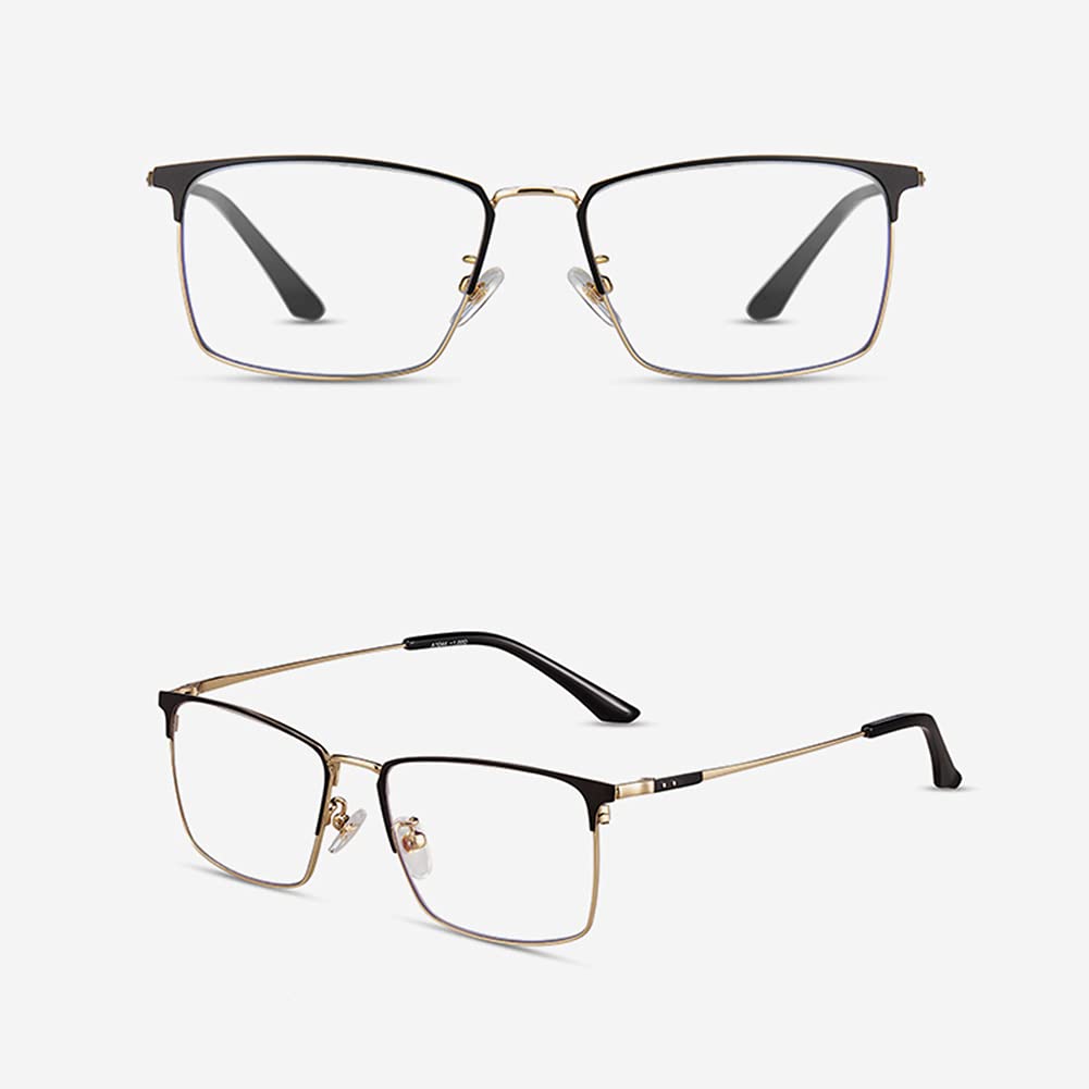Blue Light Blocking Reading Glasses - Fashion Square Frame with Spring Hinge for Men & Women - Anti Glare Computer Glasses for Office Work & Screen Time