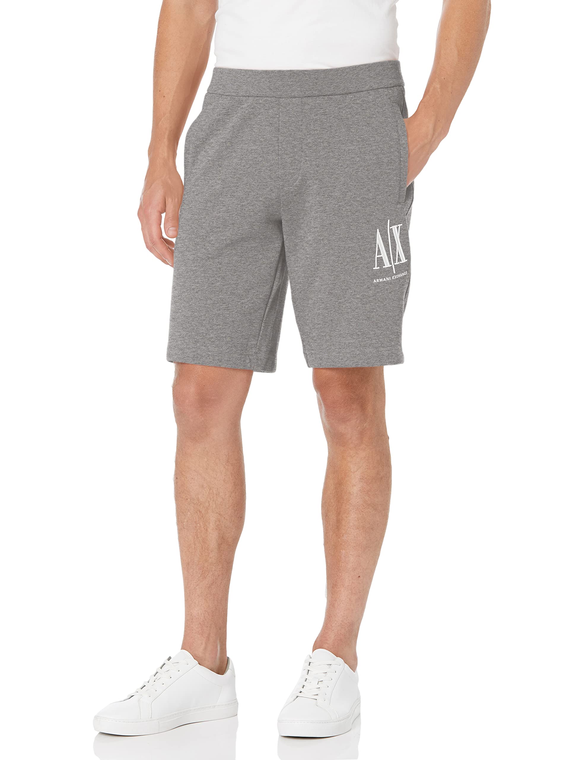 Armani Exchange Men's Embroidered Logo Athletic Shorts - Breathable Gym Workout Shorts for Running, Training & Casual Wear