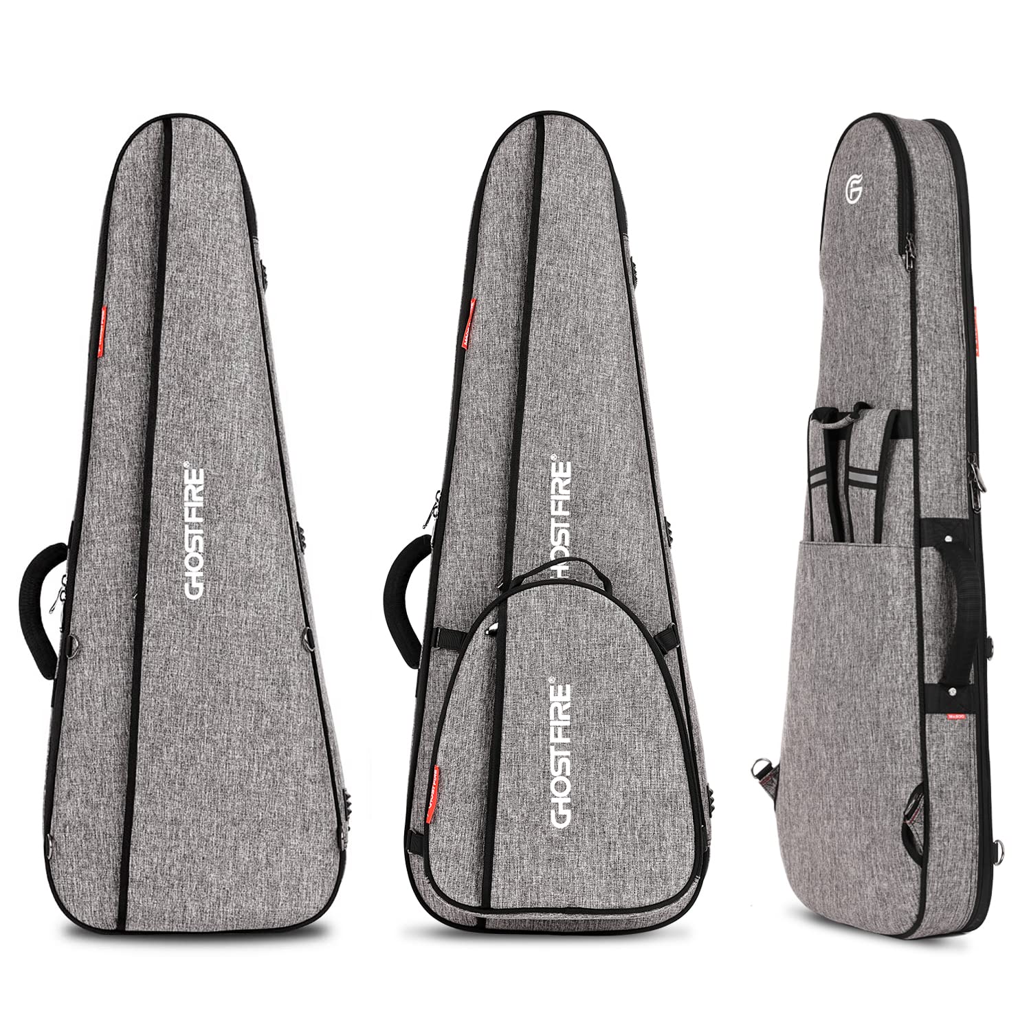 GHOSTFIRE Premium Electric Guitar Gig Bag - Extra Thick Padded Case for ST/TL & LP/SG Models with Expansion Package (Grey) - Perfect for Gigging, Travel & Stage Performances