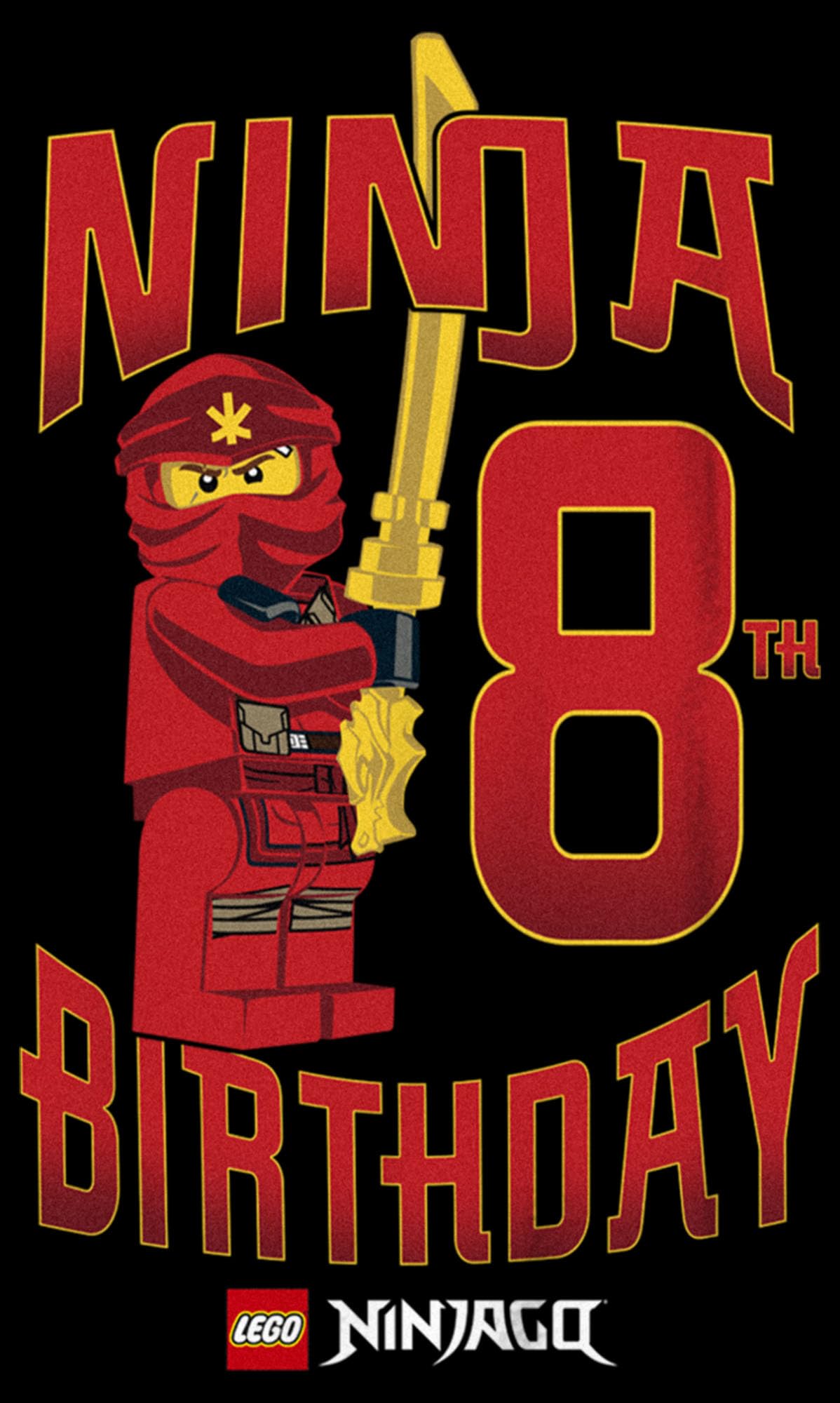 LEGO Ninjago Ninja Birthday T-Shirt for Boys 8 Years Old - Short Sleeve Cotton Tee - Perfect for Birthday Parties, School & Playtime