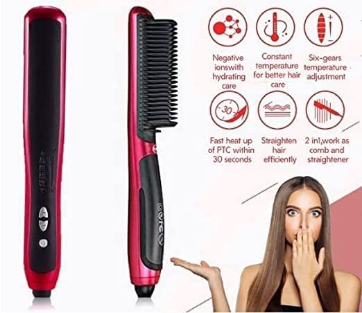 BeOne Professional Hair Straightener Comb for Women & Men - Fast Heating Styling Tool for Straight & Smooth Hair | Perfect for Home, Travel & Salon Use